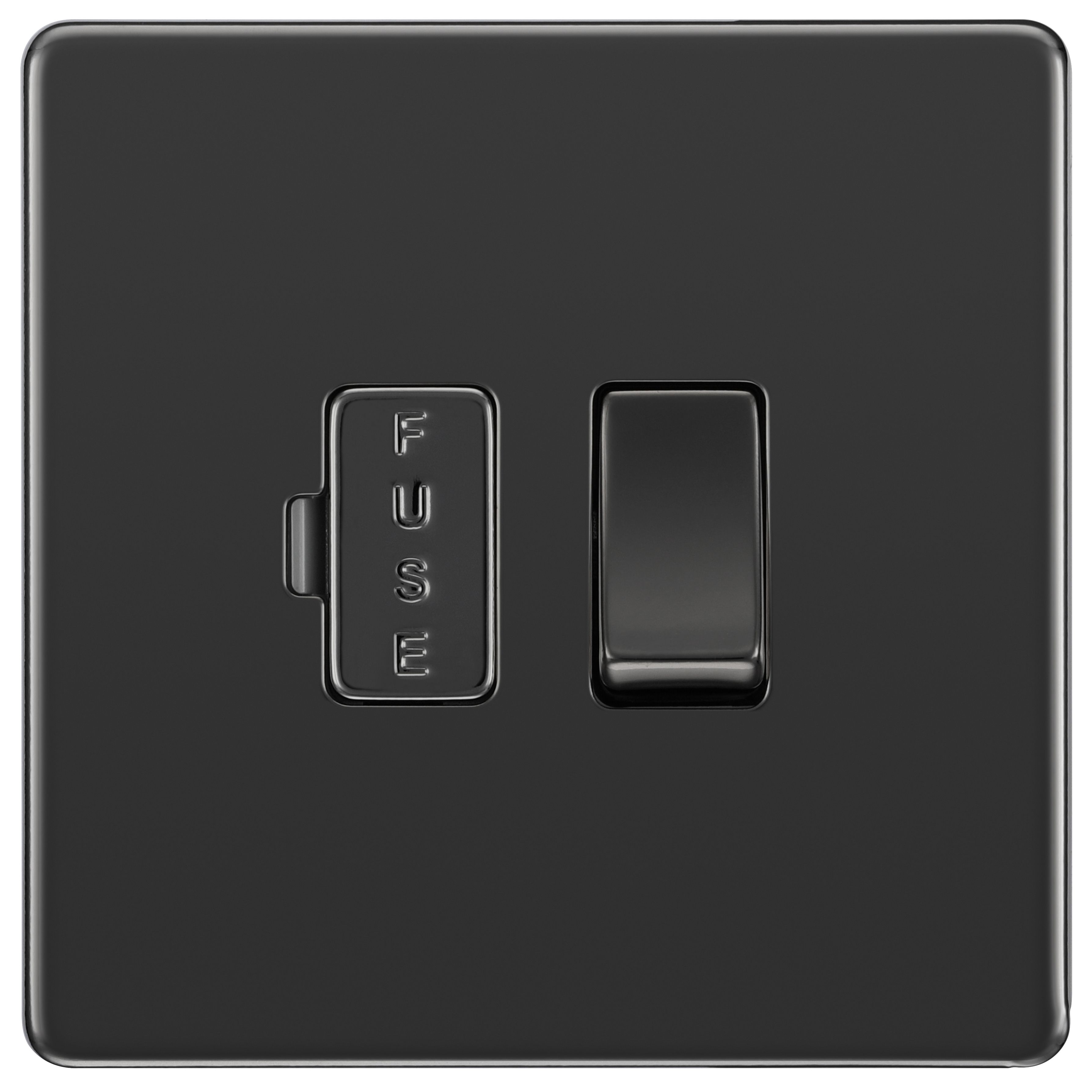 GoodHome Black Nickel 13A 2 way Flat profile Screwless Switched Fused connection unit