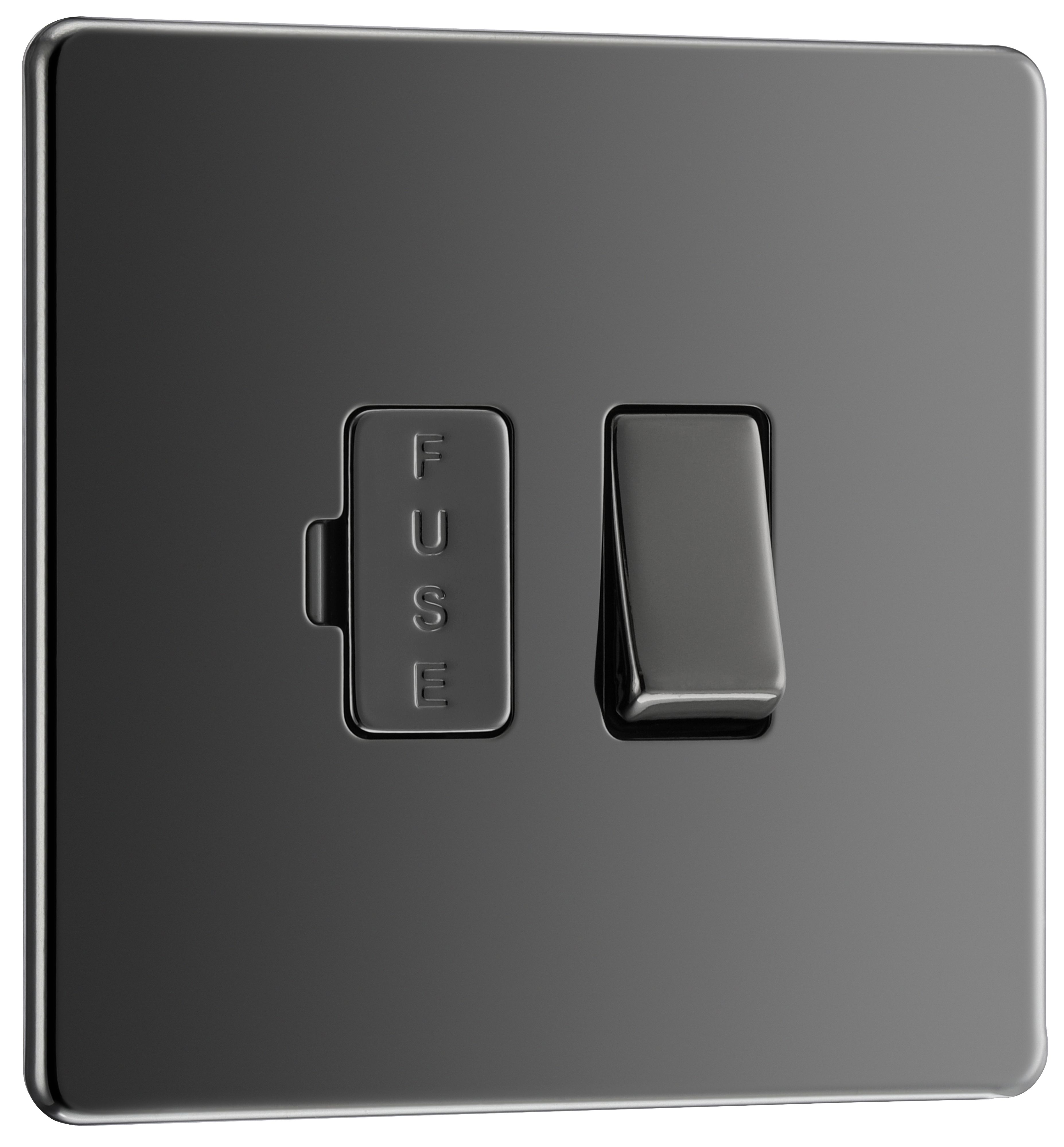 GoodHome Black Nickel 13A 2 way Flat profile Screwless Switched Fused connection unit