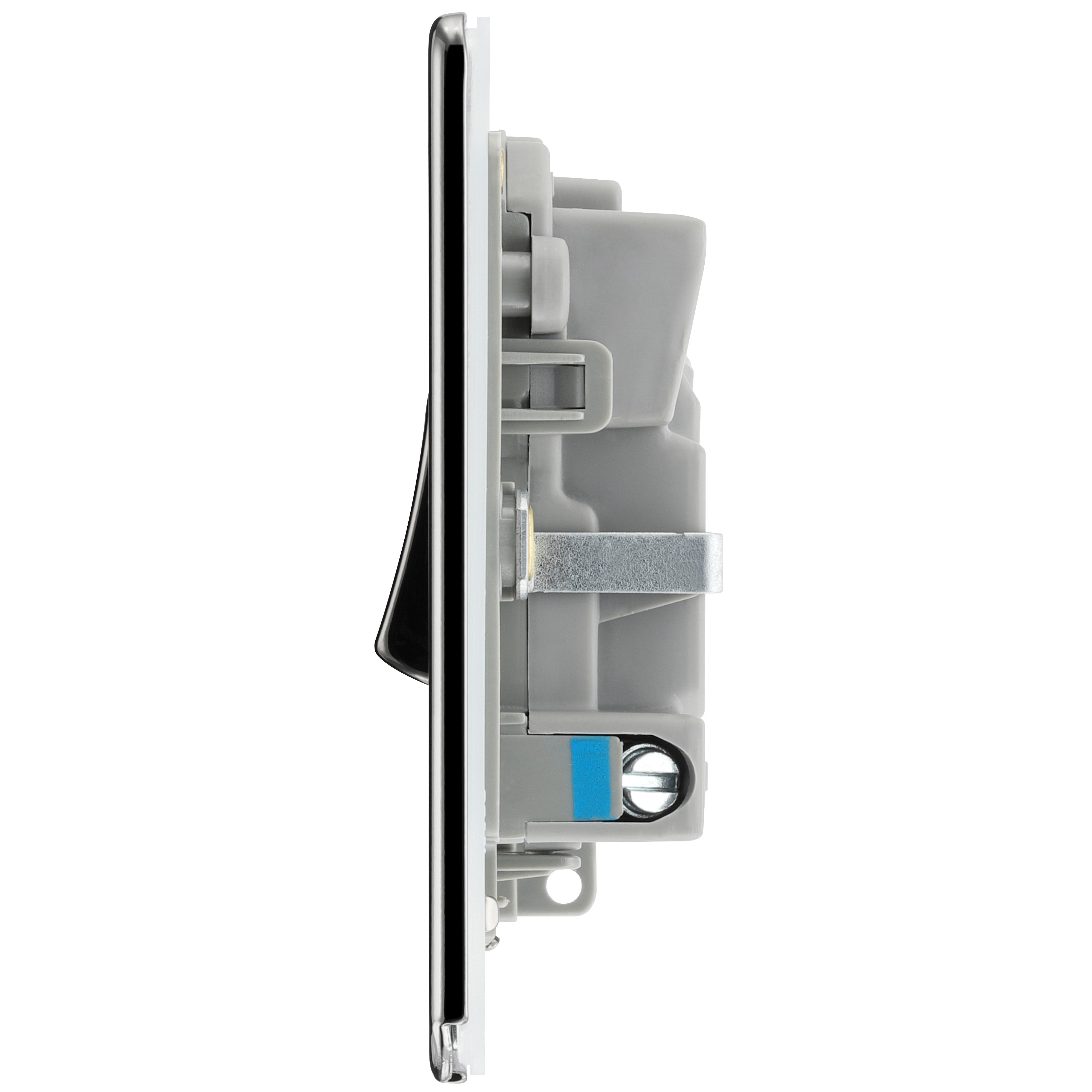 GoodHome Black Nickel 13A 2 way Flat profile Screwless Switched Fused connection unit