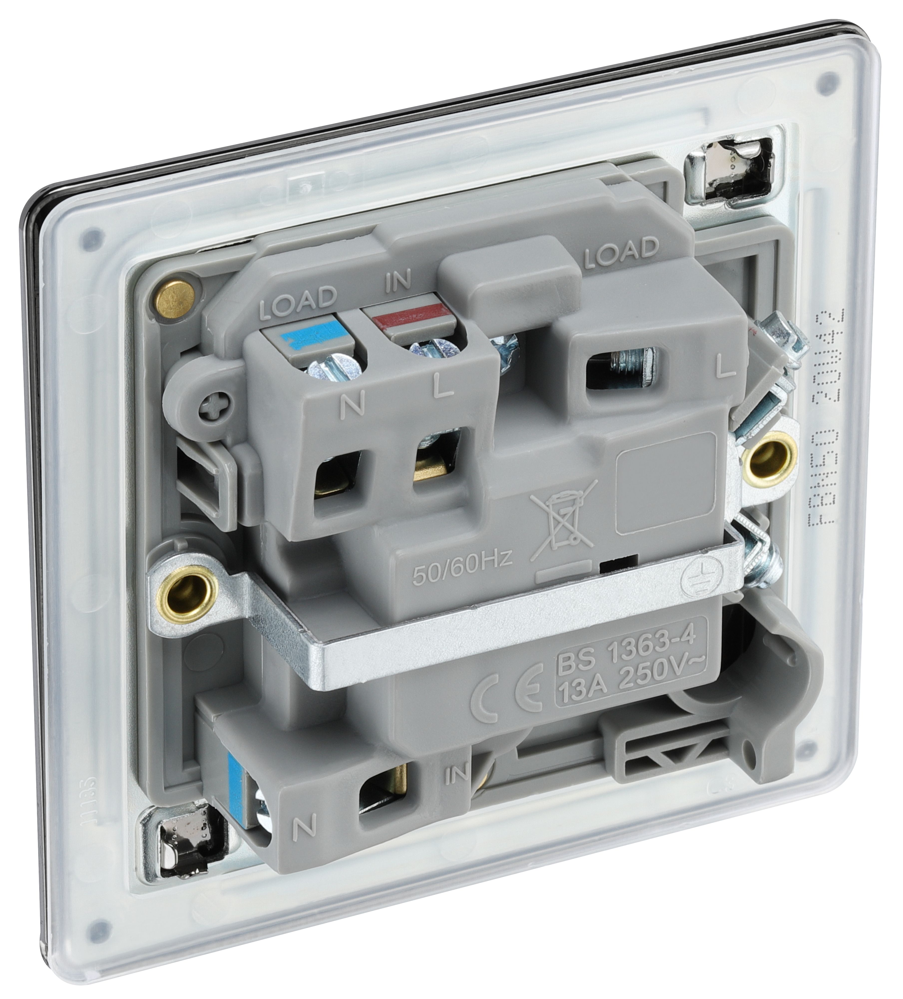 GoodHome Black Nickel 13A 2 way Flat profile Screwless Switched Fused connection unit