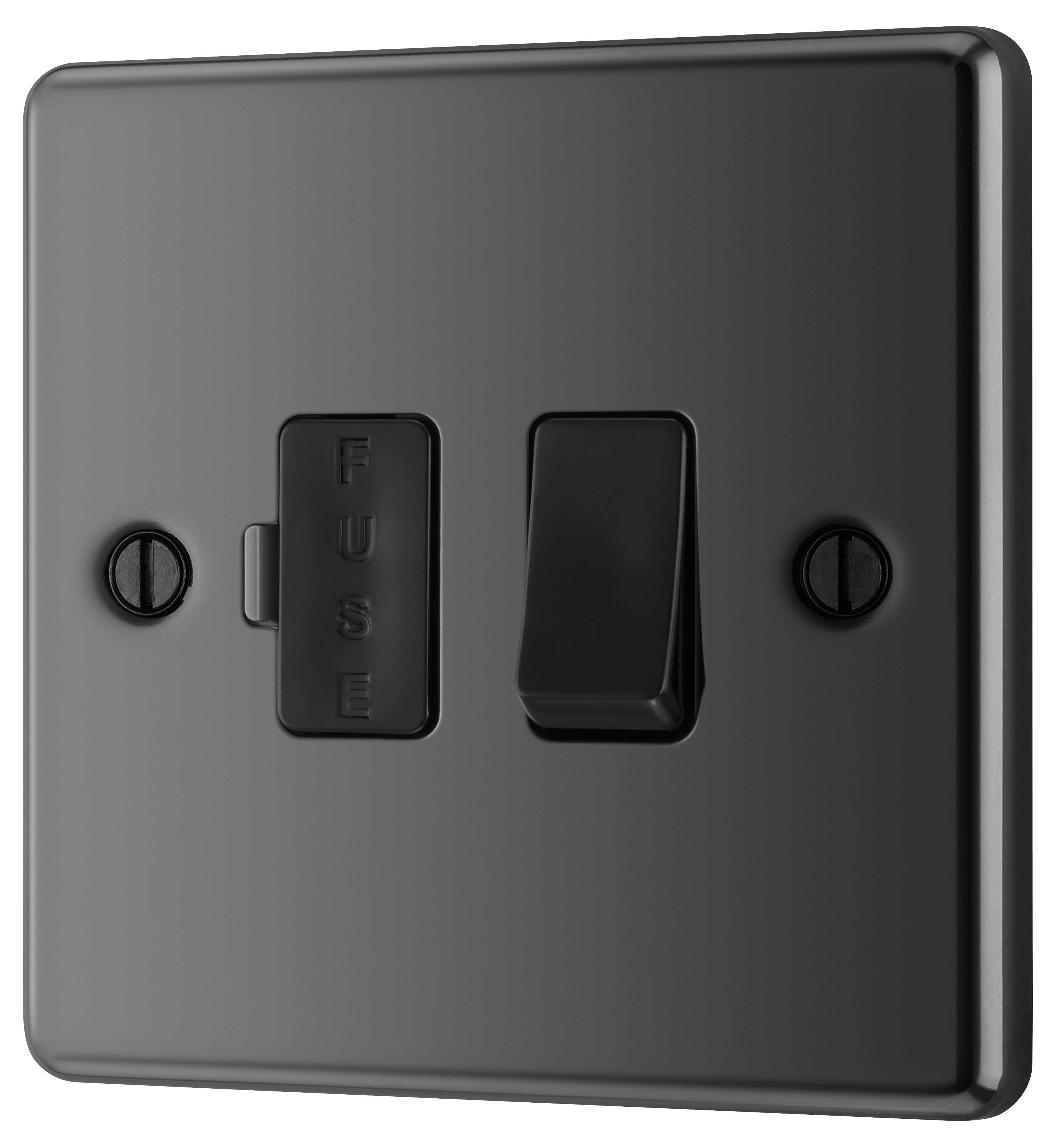 GoodHome Black Nickel 13A 2 way Raised rounded profile Screwed Switched Fused connection unit