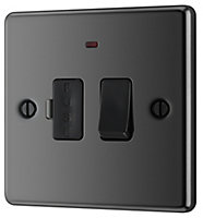GoodHome Black Nickel 13A 2 way Raised rounded profile Screwed Switched Neon indicator Fused connection unit