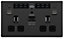 GoodHome Black Nickel 13A Flat Switched Double Screwless WiFi extender socket with USB