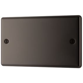 GoodHome Black Nickel 2 gang Double Raised rounded profile Blanking plate