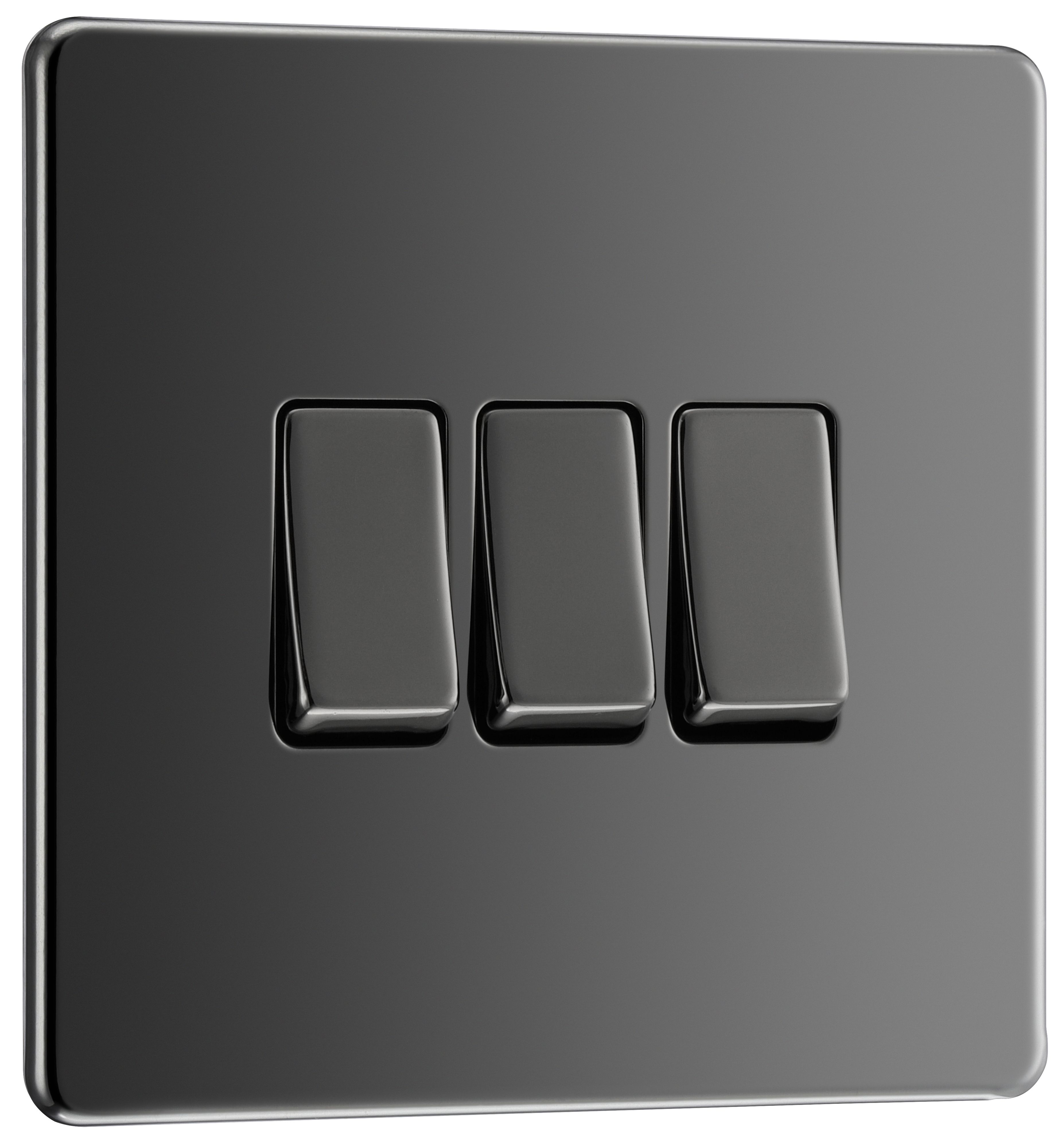 GoodHome Black Nickel 20A 2 way 3 gang Triple light Screwless Switch