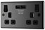 GoodHome Black Nickel Double 13A Switched Socket with USB x2 3.1A & Black inserts