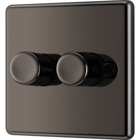 GoodHome Black Nickel profile Double 2 way 400W Dimmer switch