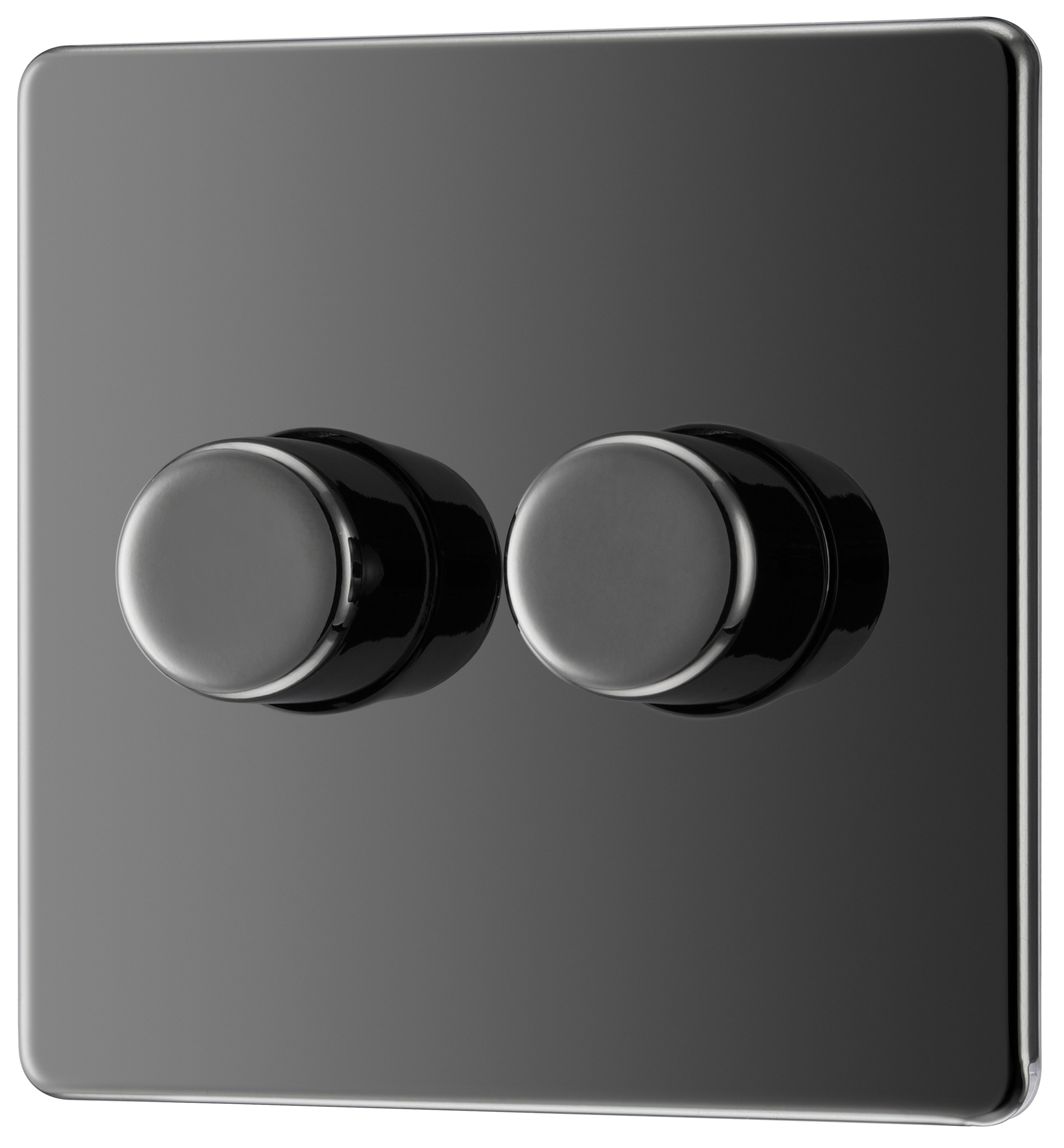 GoodHome Black Nickel profile Double 2 way 400W Screwless Dimmer switch