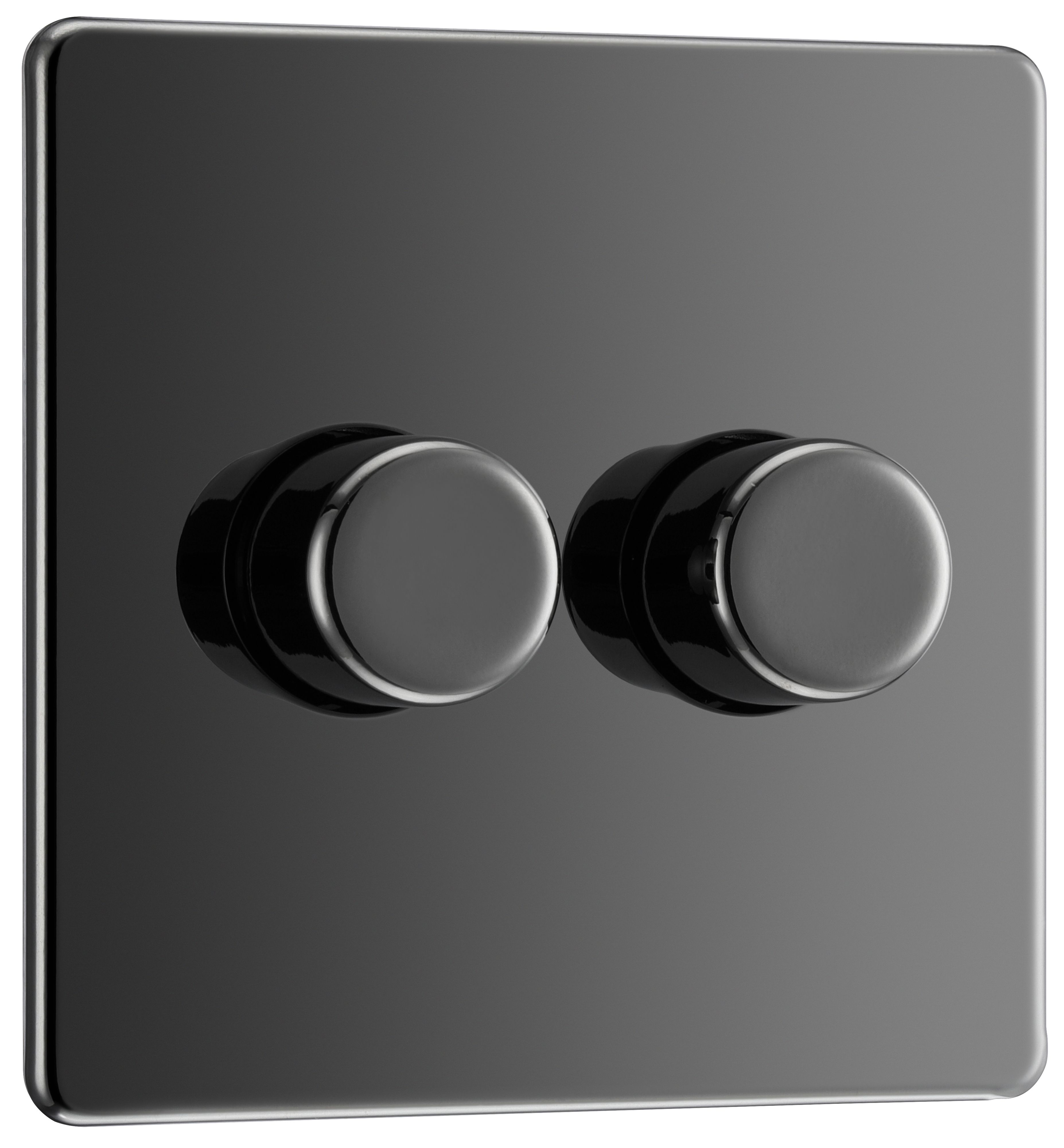 GoodHome Black Nickel profile Double 2 way 400W Screwless Dimmer switch
