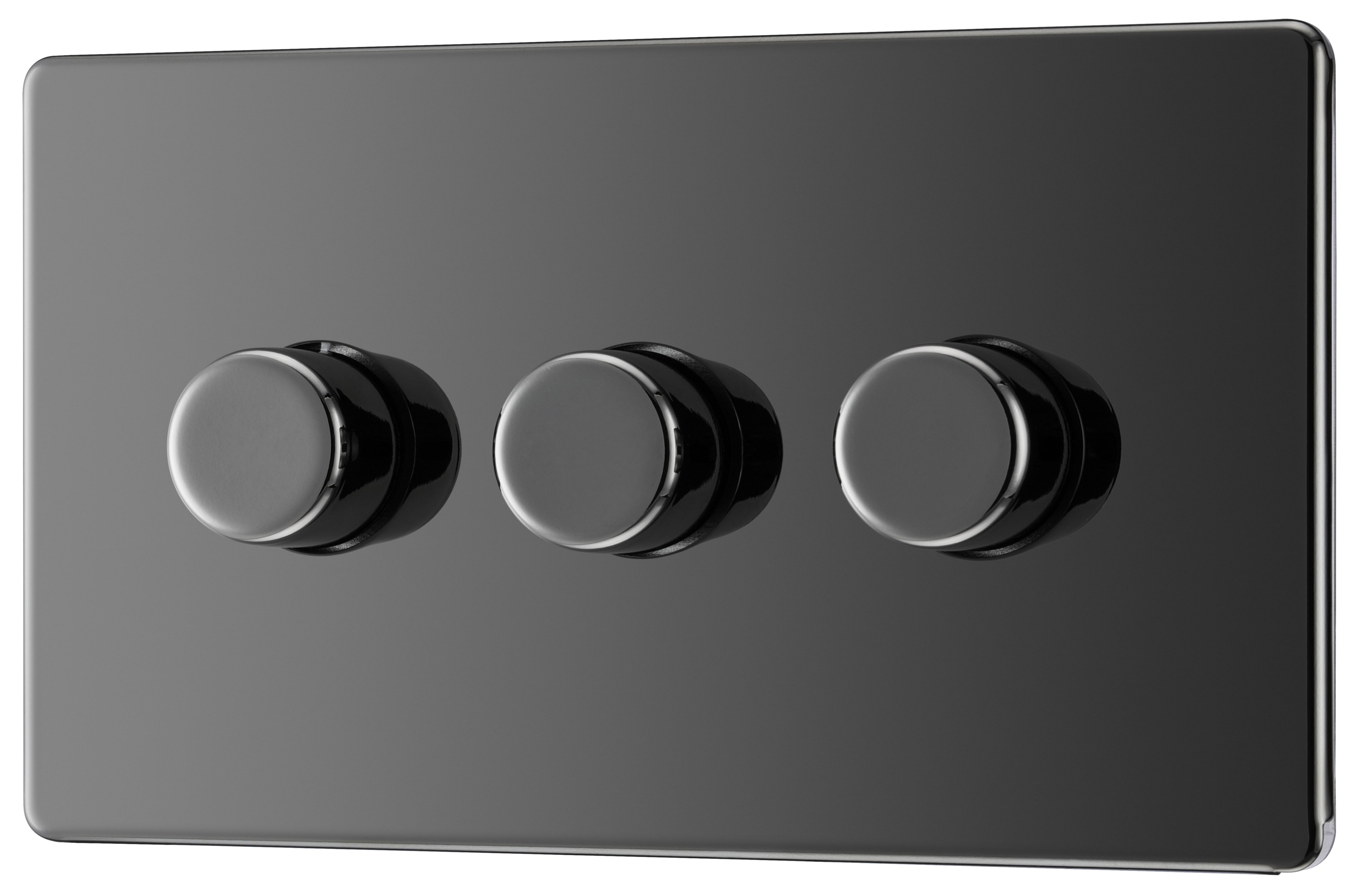 GoodHome Black Nickel profile Triple 2 way 400W Screwless Dimmer switch