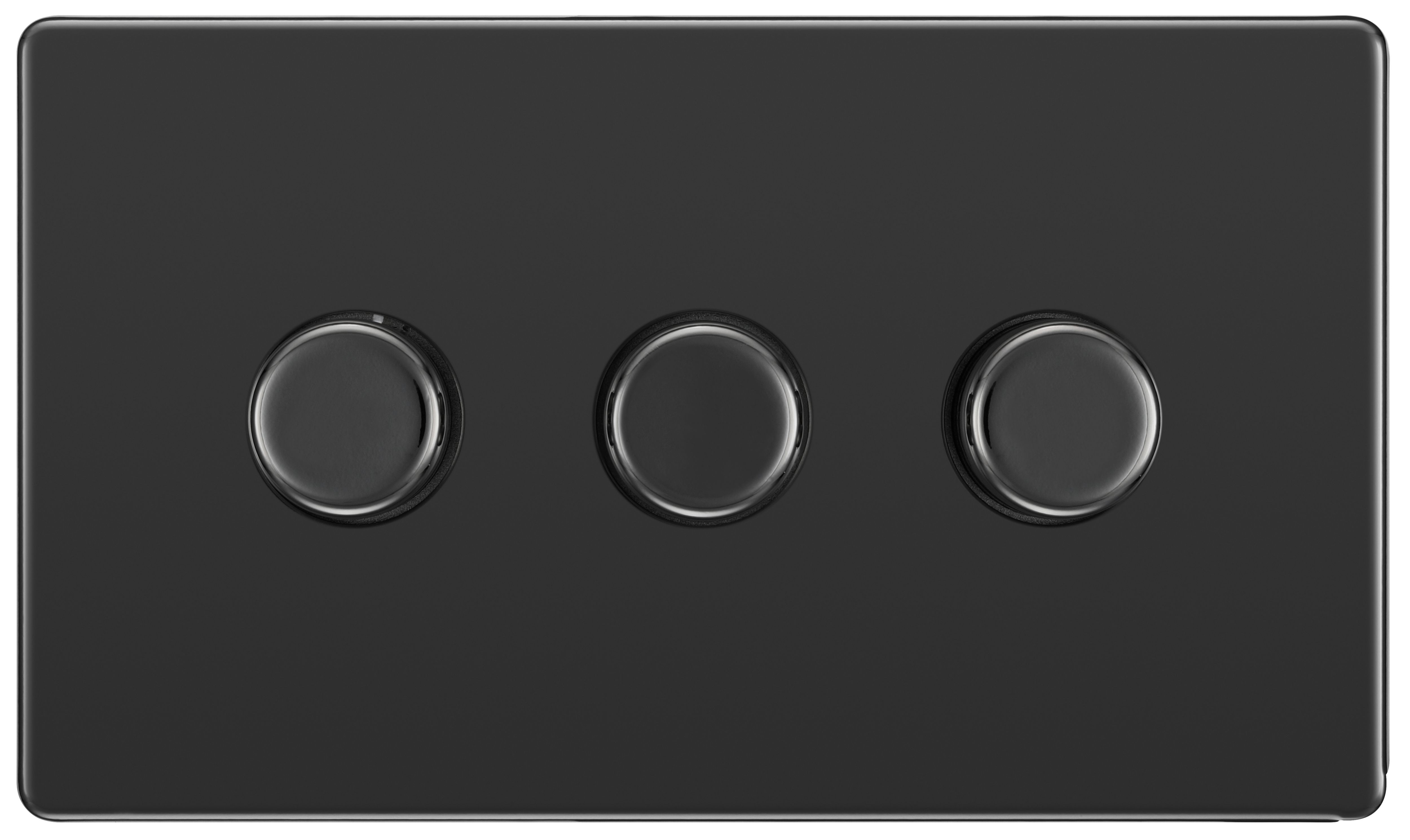GoodHome Black Nickel profile Triple 2 way 400W Screwless Dimmer switch
