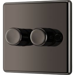 GoodHome Black Nickel Raised rounded profile Double 2 way 400W Dimmer switch