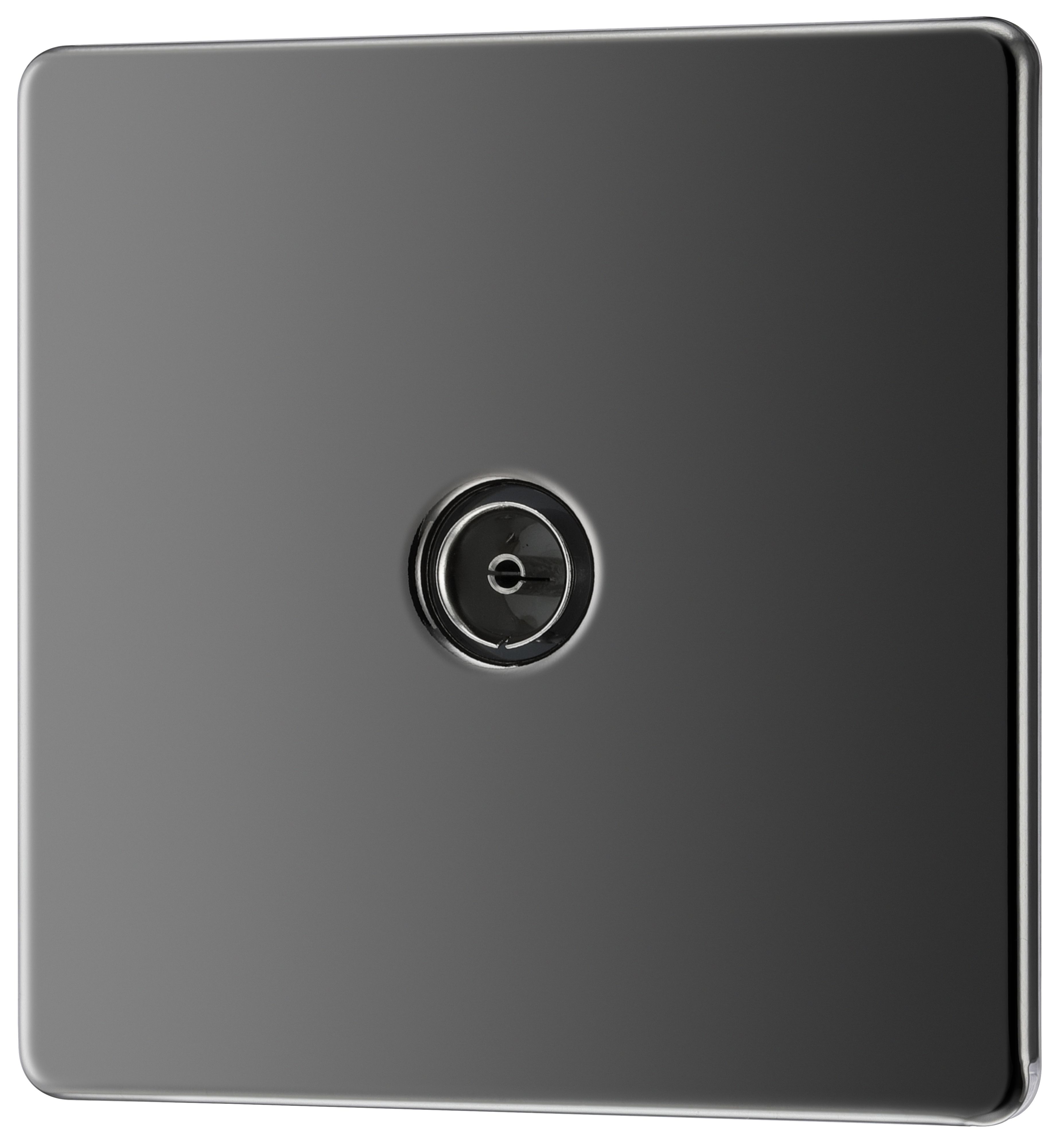 GoodHome Black Nickel Single Screwless TV socket