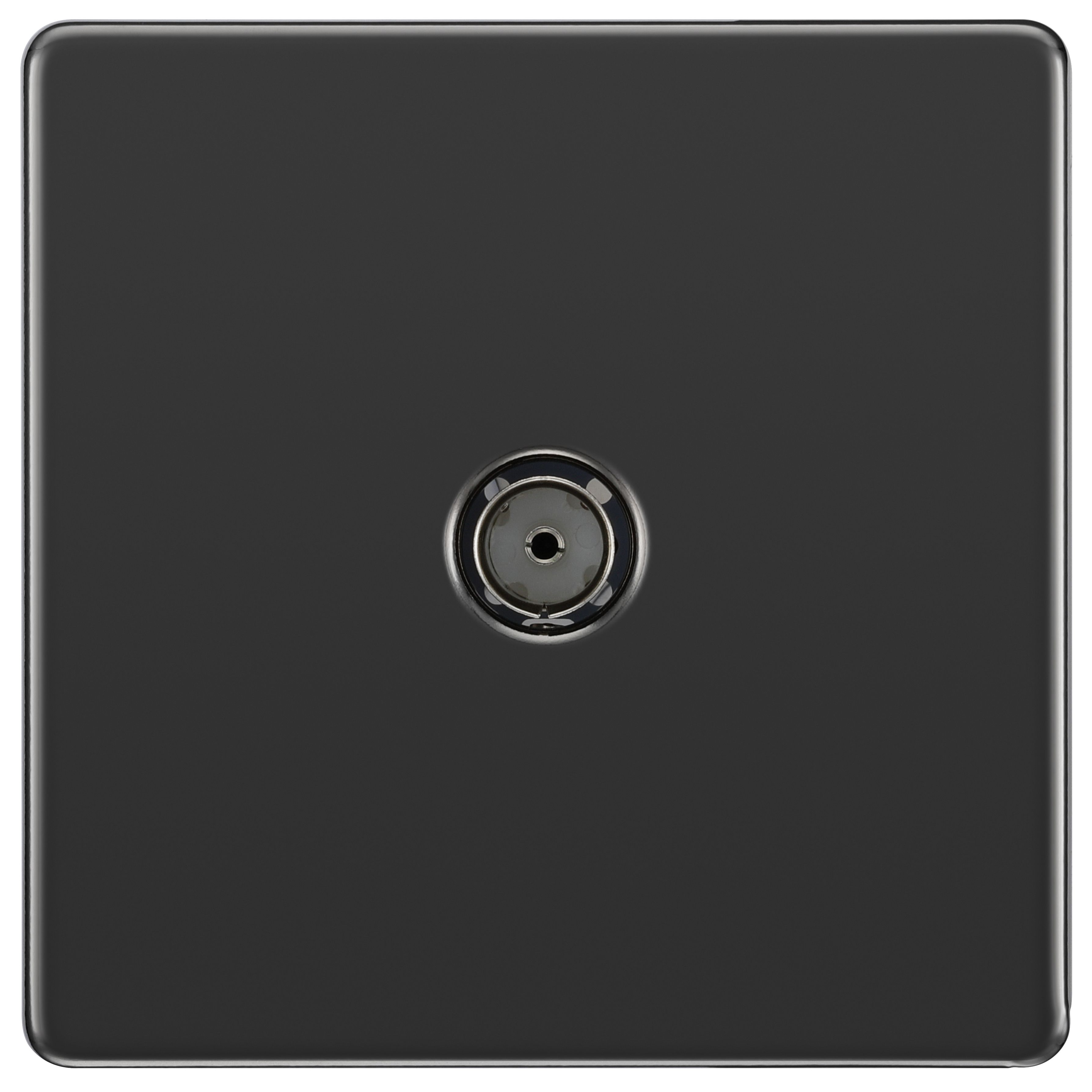 GoodHome Black Nickel Single Screwless TV socket