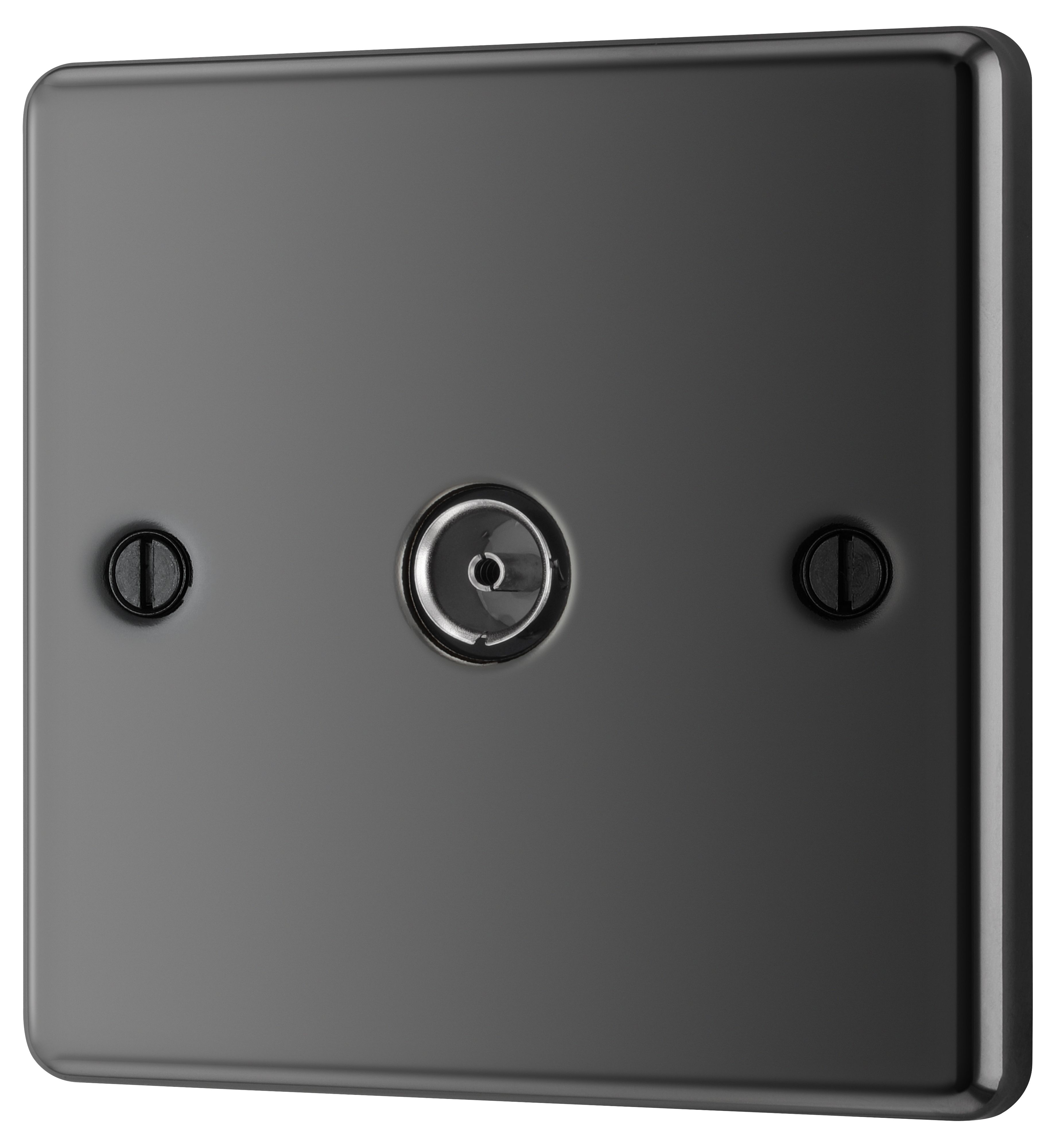 GoodHome Black Nickel Single TV socket
