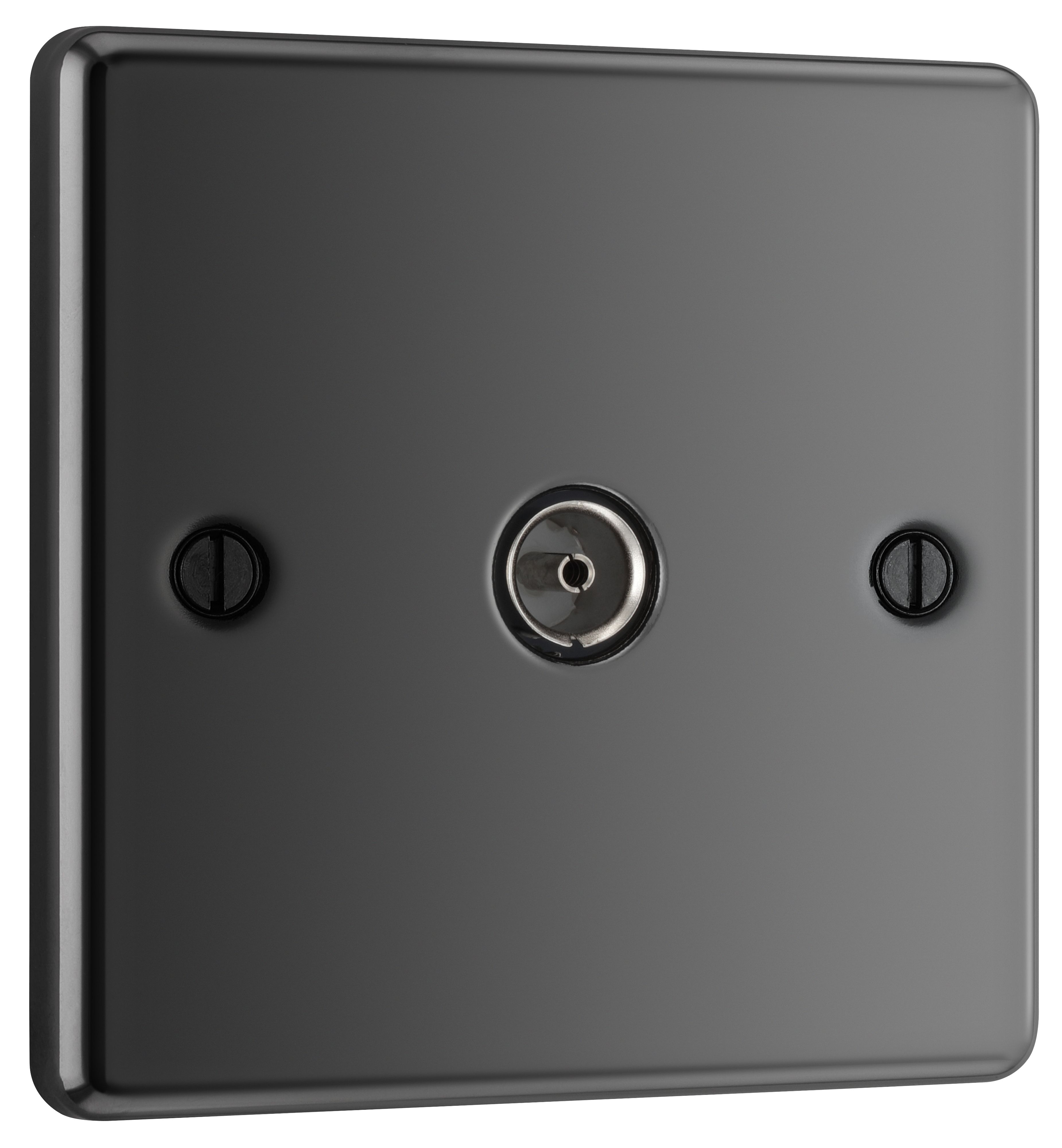 GoodHome Black Nickel Single TV socket