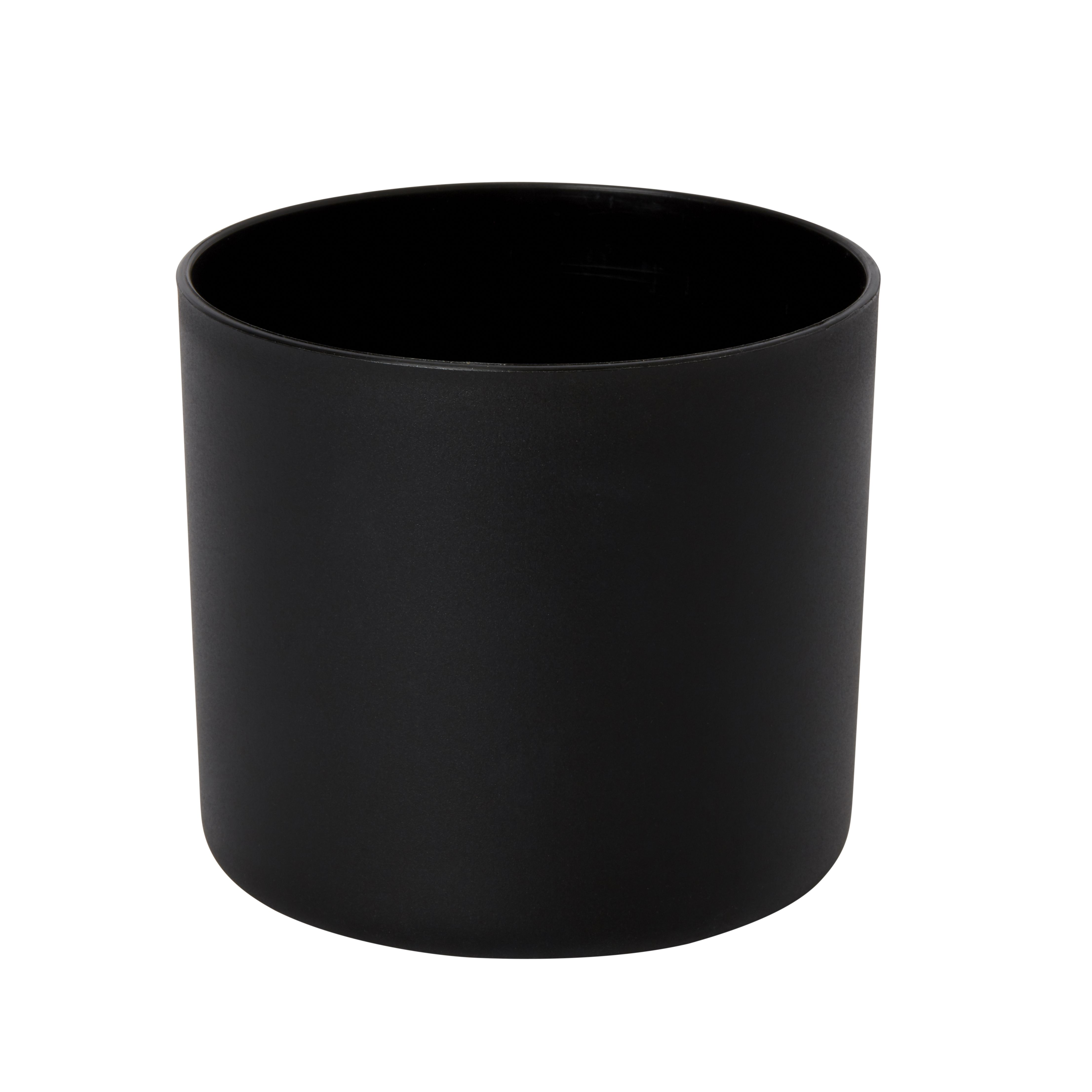 GoodHome Black Plastic Circular Plant pot (Dia) 17.6cm, (H)16cm, 3.63L