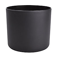 GoodHome Black Plastic Plain Round Plant pot (Dia)25.1cm