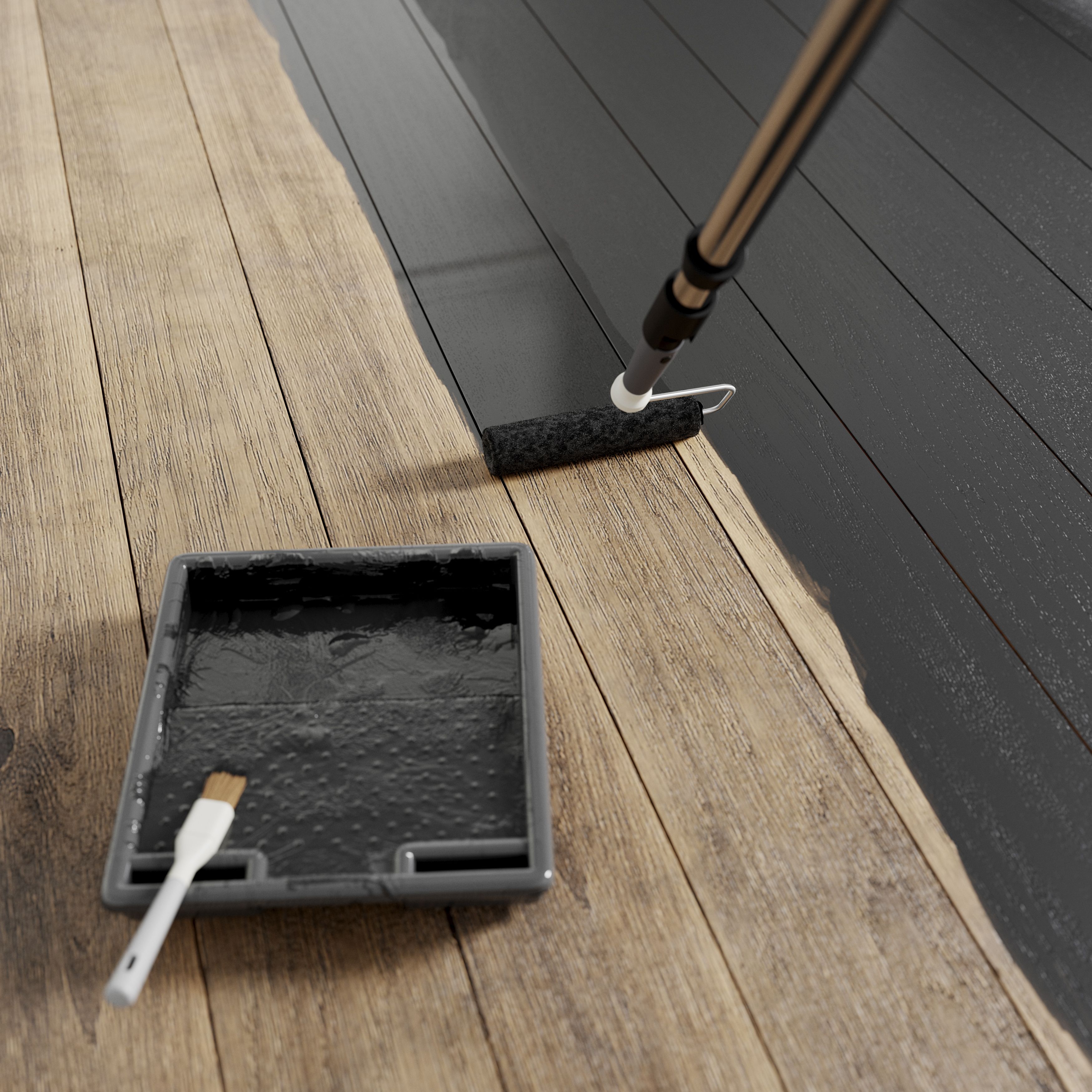 GoodHome Black Satin Floor Wood varnish, 2.5L
