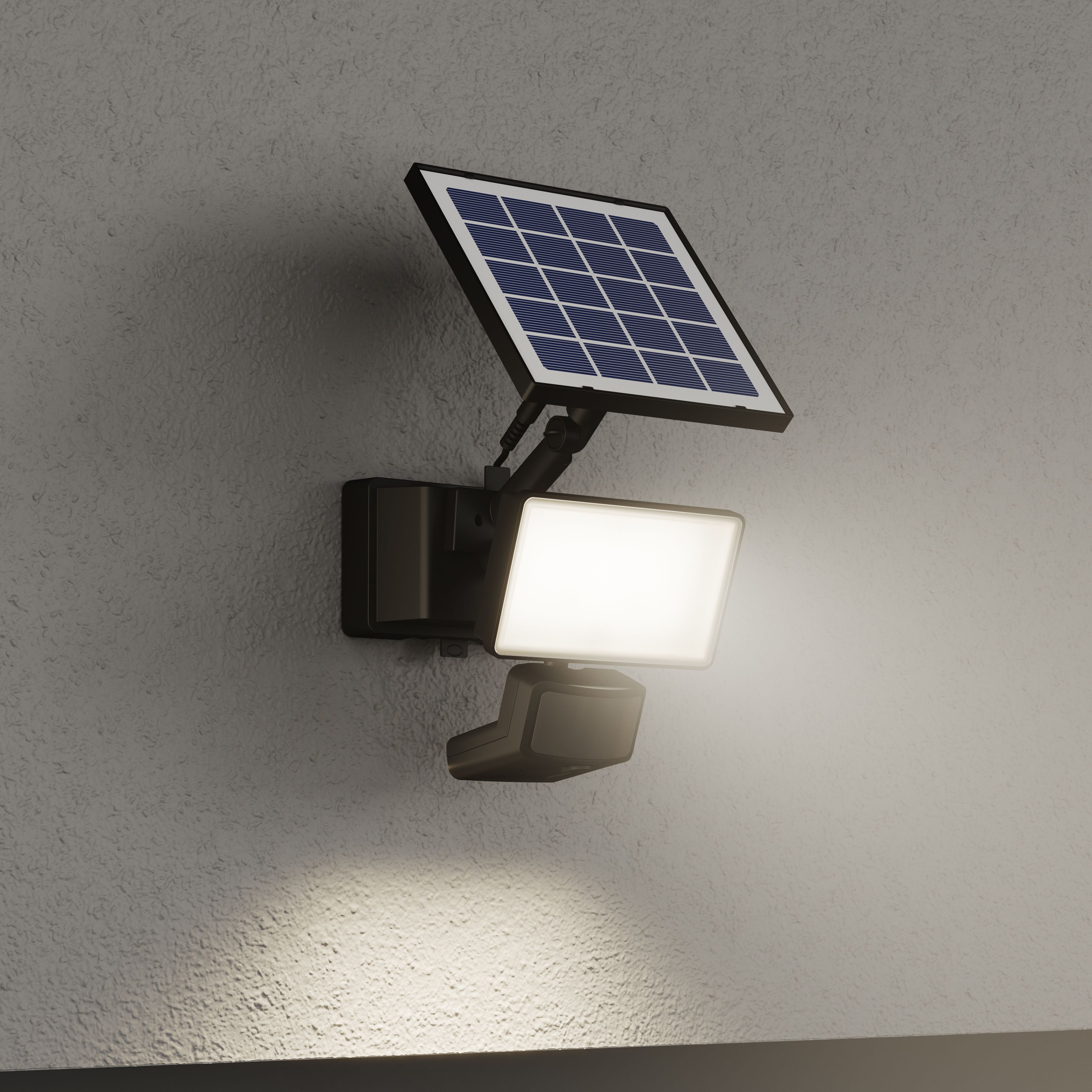 GoodHome Black Solar-powered Cool white Integrated LED Floodlight 800lm