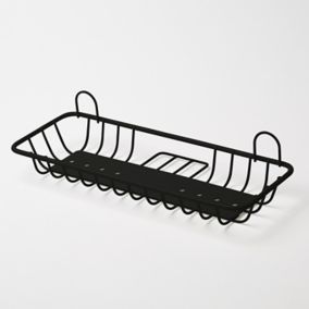 GoodHome Black Steel 1 tier Shower basket