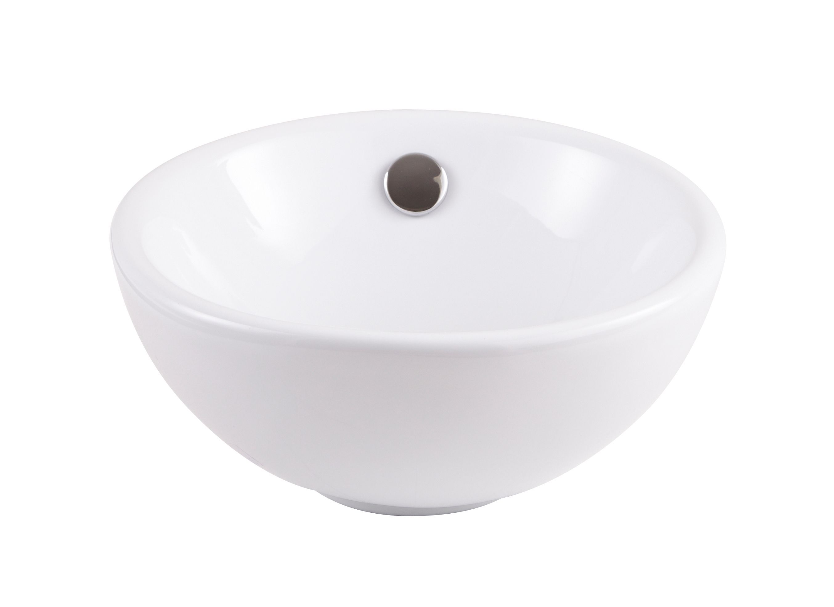 GoodHome Blanca Gloss White Round Single Counter top Basin (W)31cm