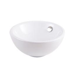 GoodHome Blanca White Round Counter-mounted Counter top Basin