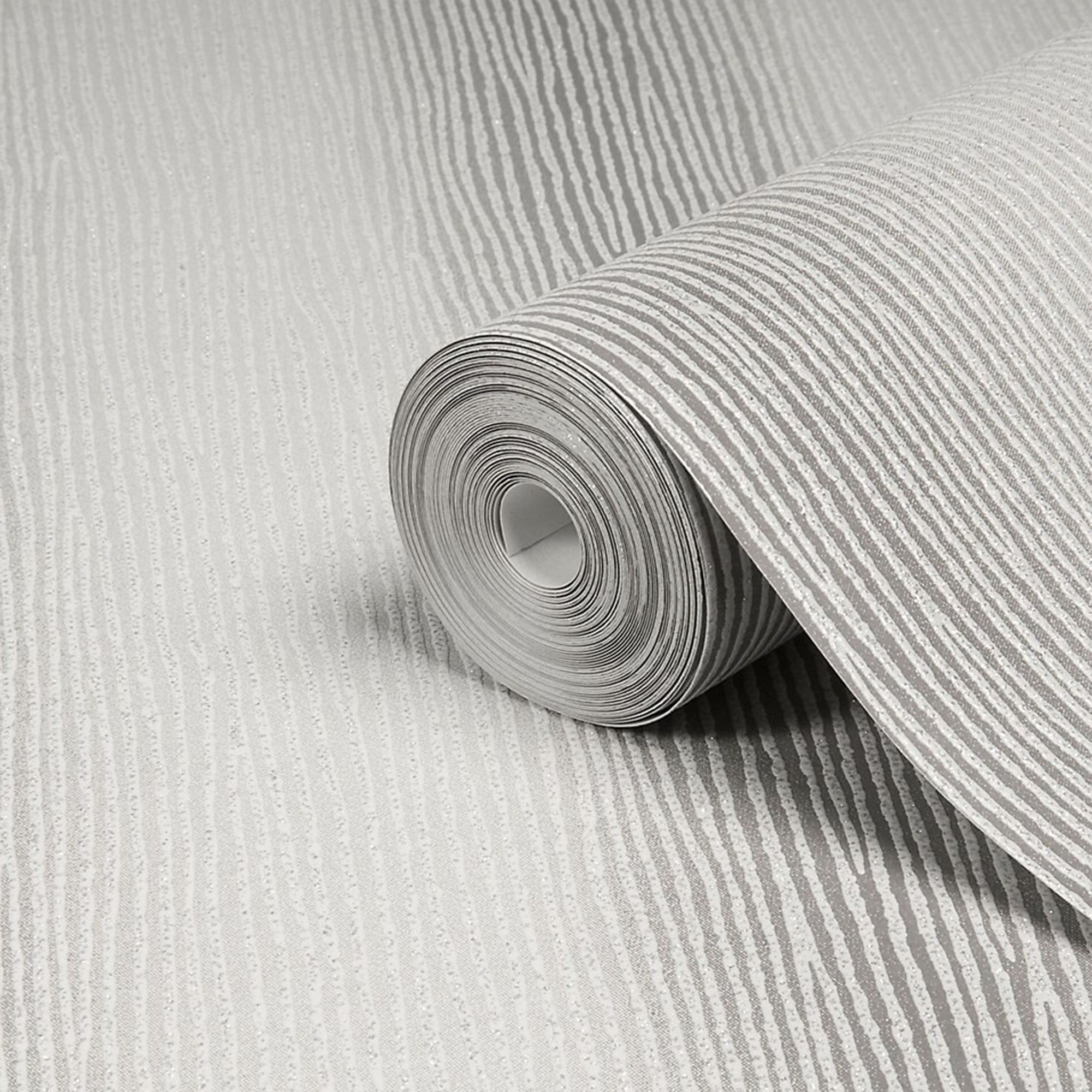 GoodHome Bloxholm Grey Silver effect Striped Textured Wallpaper