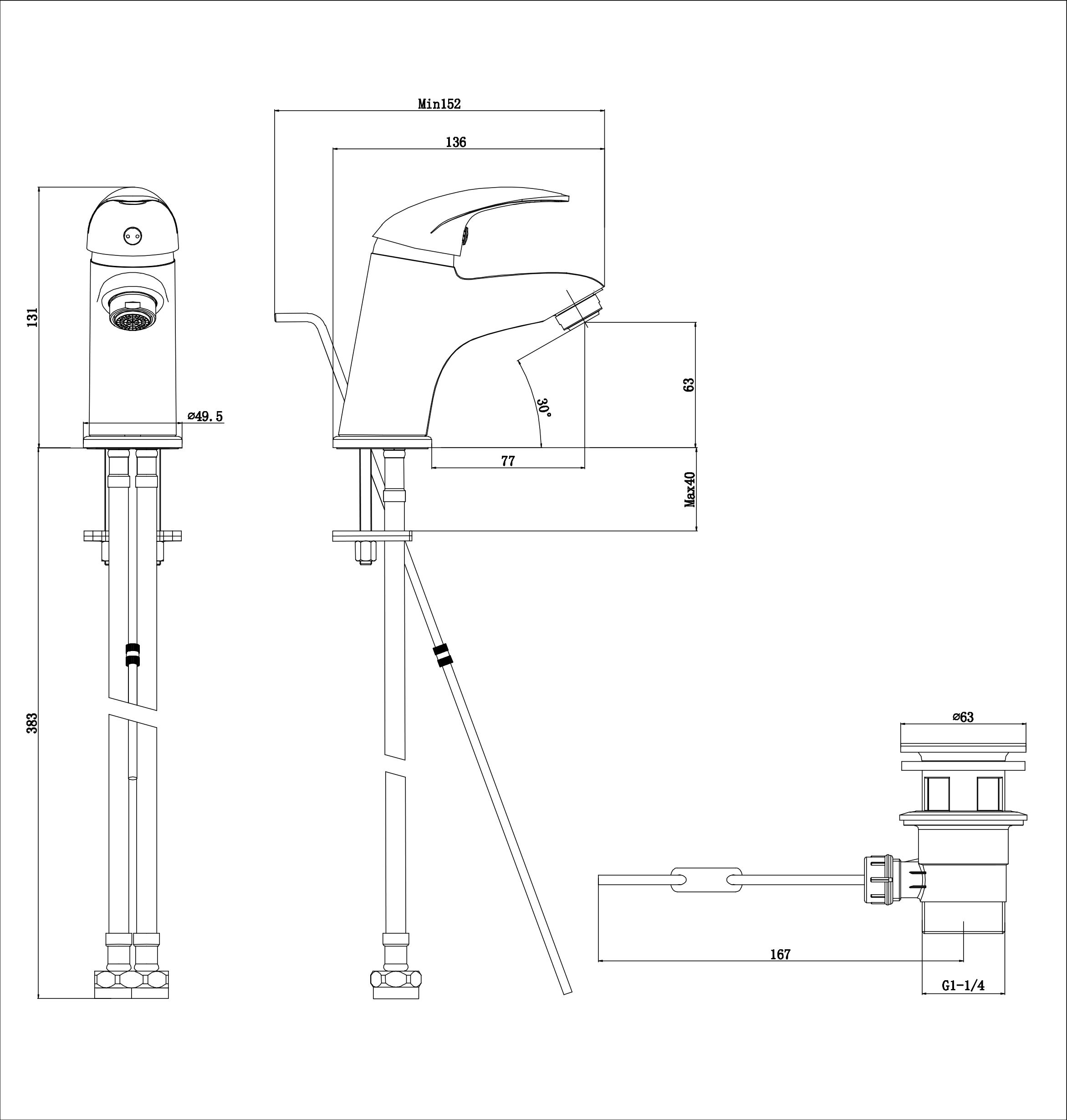 GoodHome Blyth Basin Mono mixer Tap
