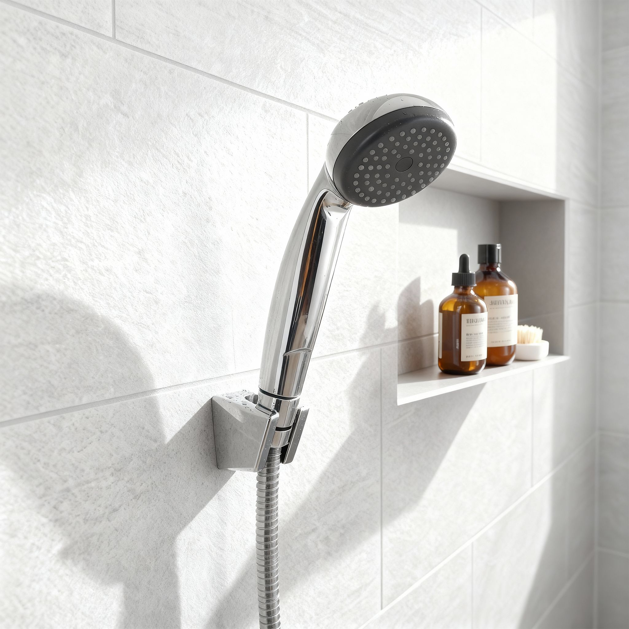 GoodHome Blyth Chrome effect Wall-mounted Single-spray pattern Shower head kit