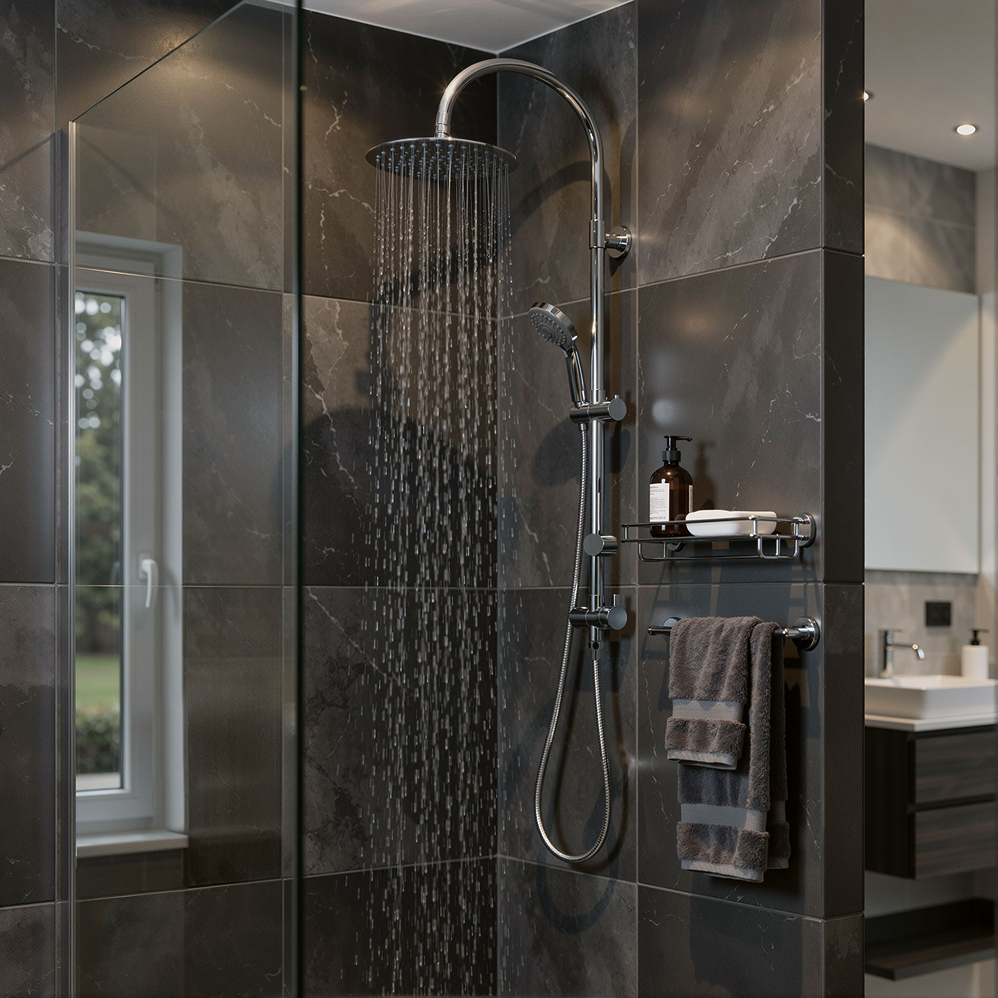 GoodHome Blyth Wall-mounted Diverter Shower kit with 2 shower heads