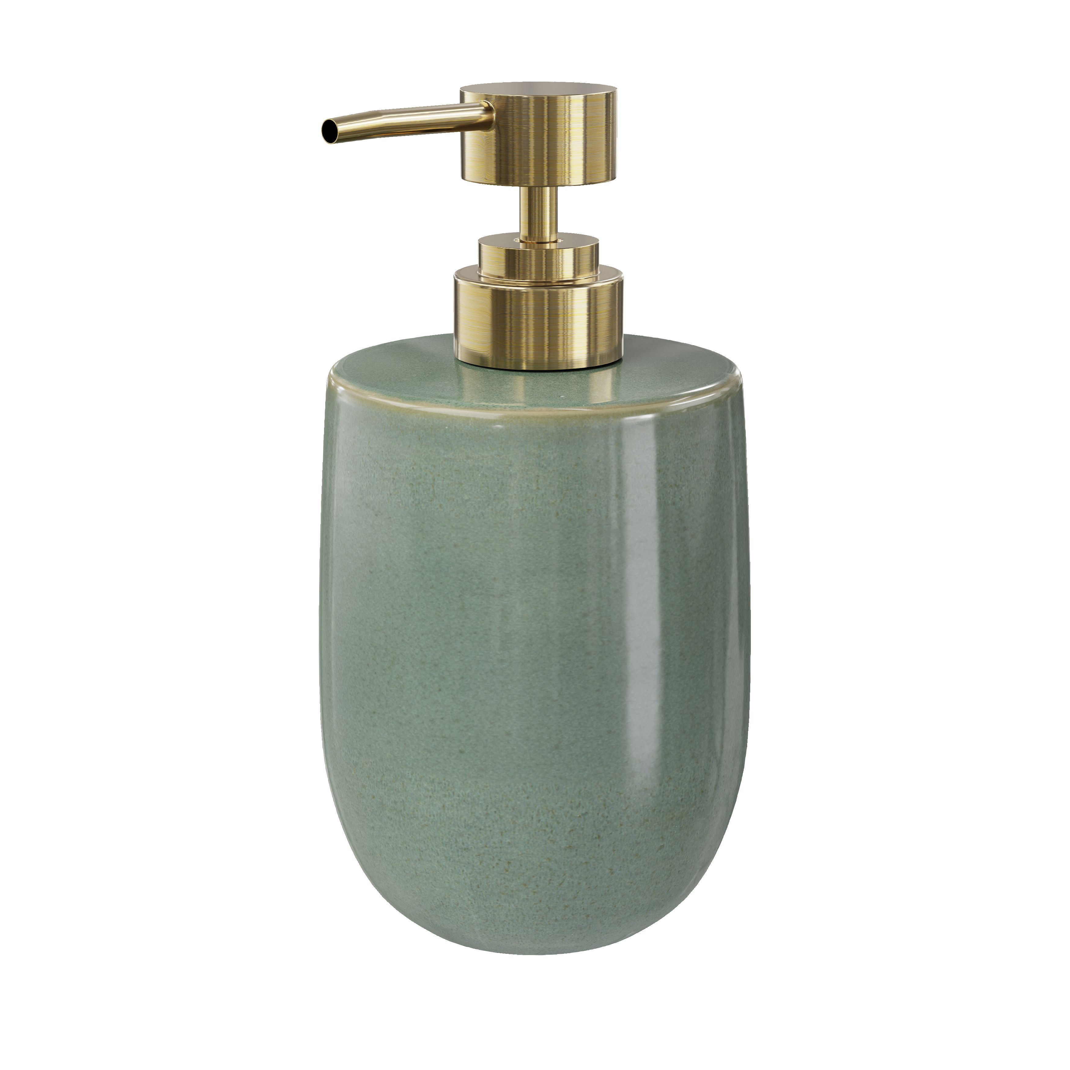 GoodHome Boann Gloss Green Reactive glaze effect Ceramic Freestanding Soap dispenser