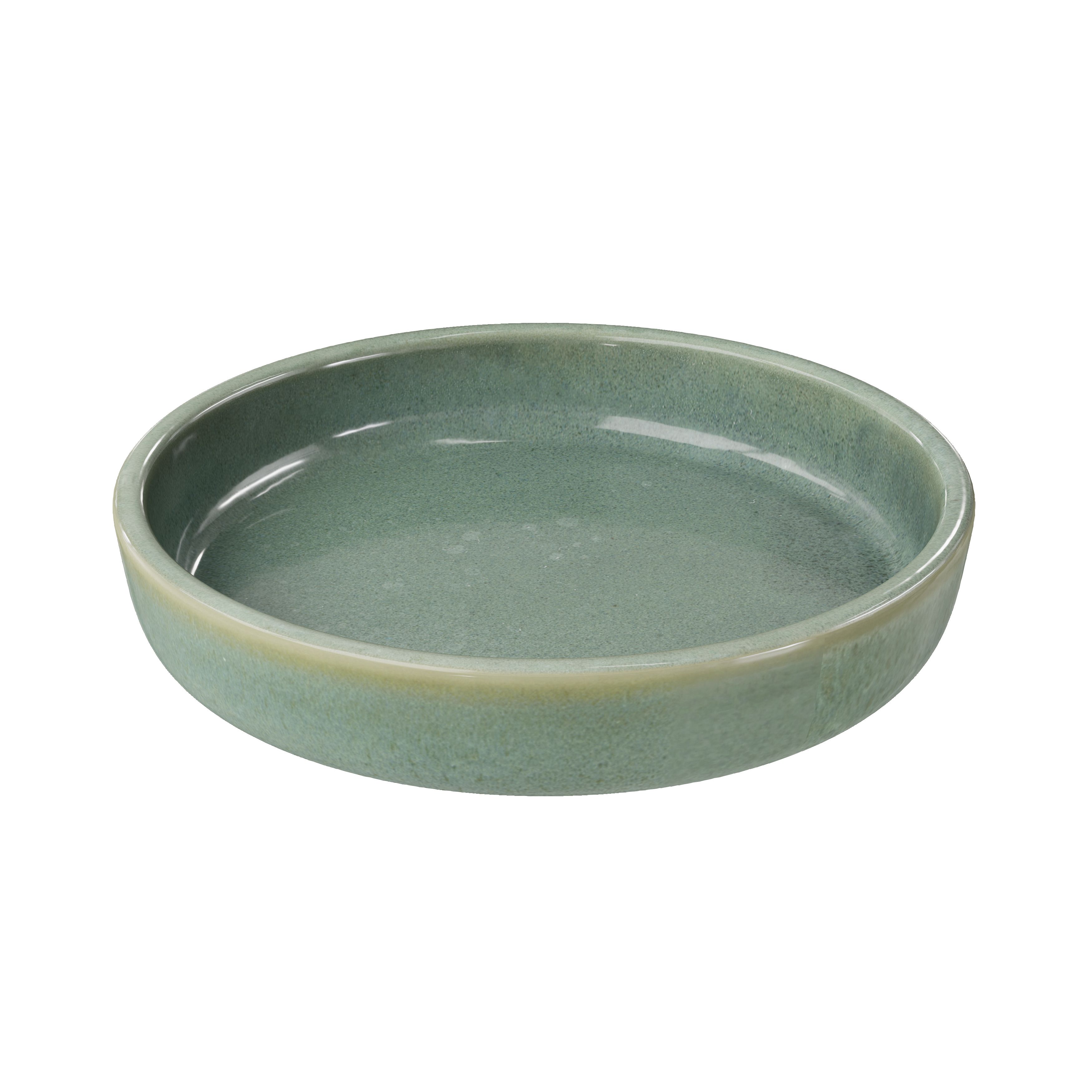 GoodHome Boann Gloss Green Reactive glaze effect Ceramic Soap dish