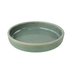 GoodHome Boann Gloss Green Reactive glaze effect Ceramic Soap dish
