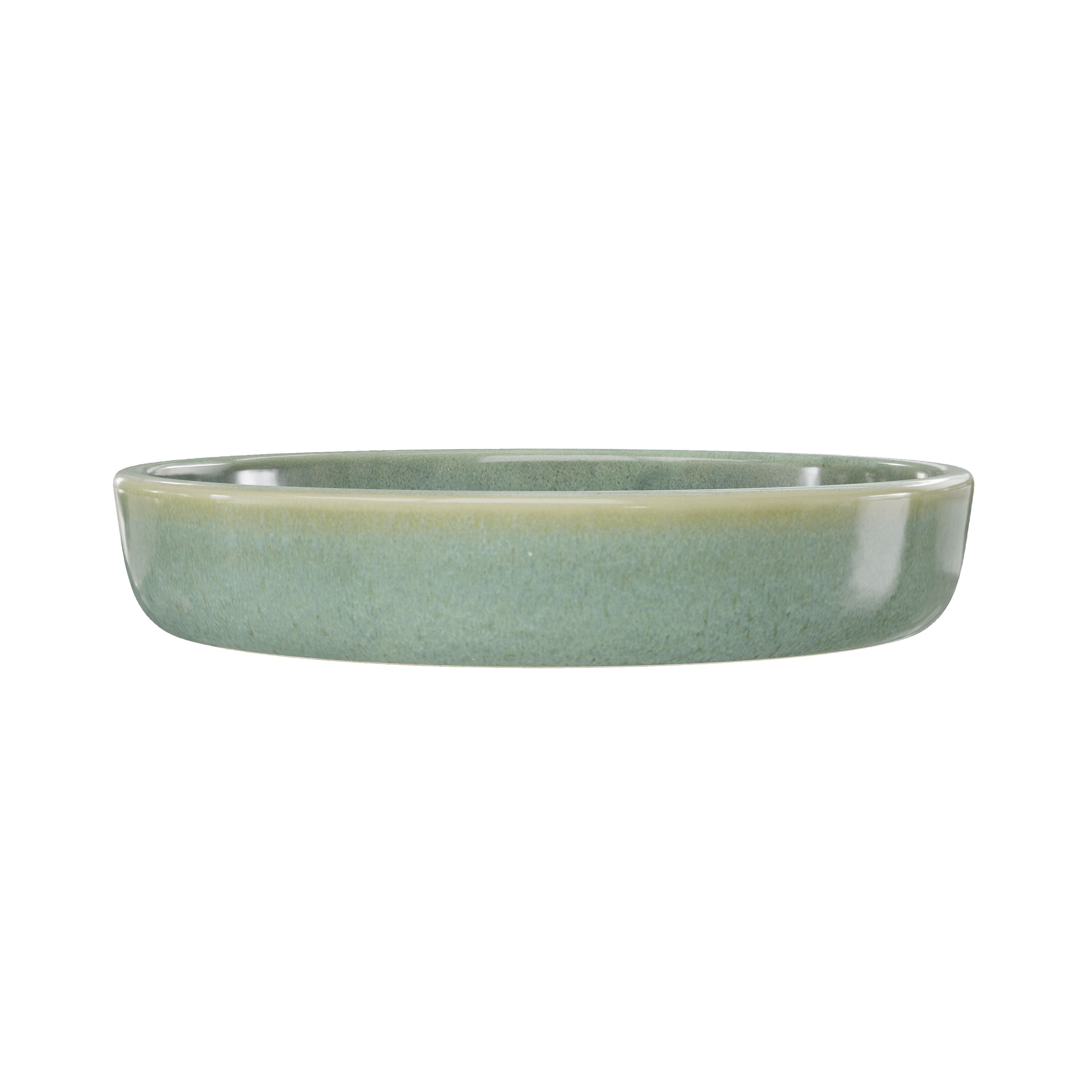 GoodHome Boann Gloss Green Reactive glaze effect Ceramic Soap dish