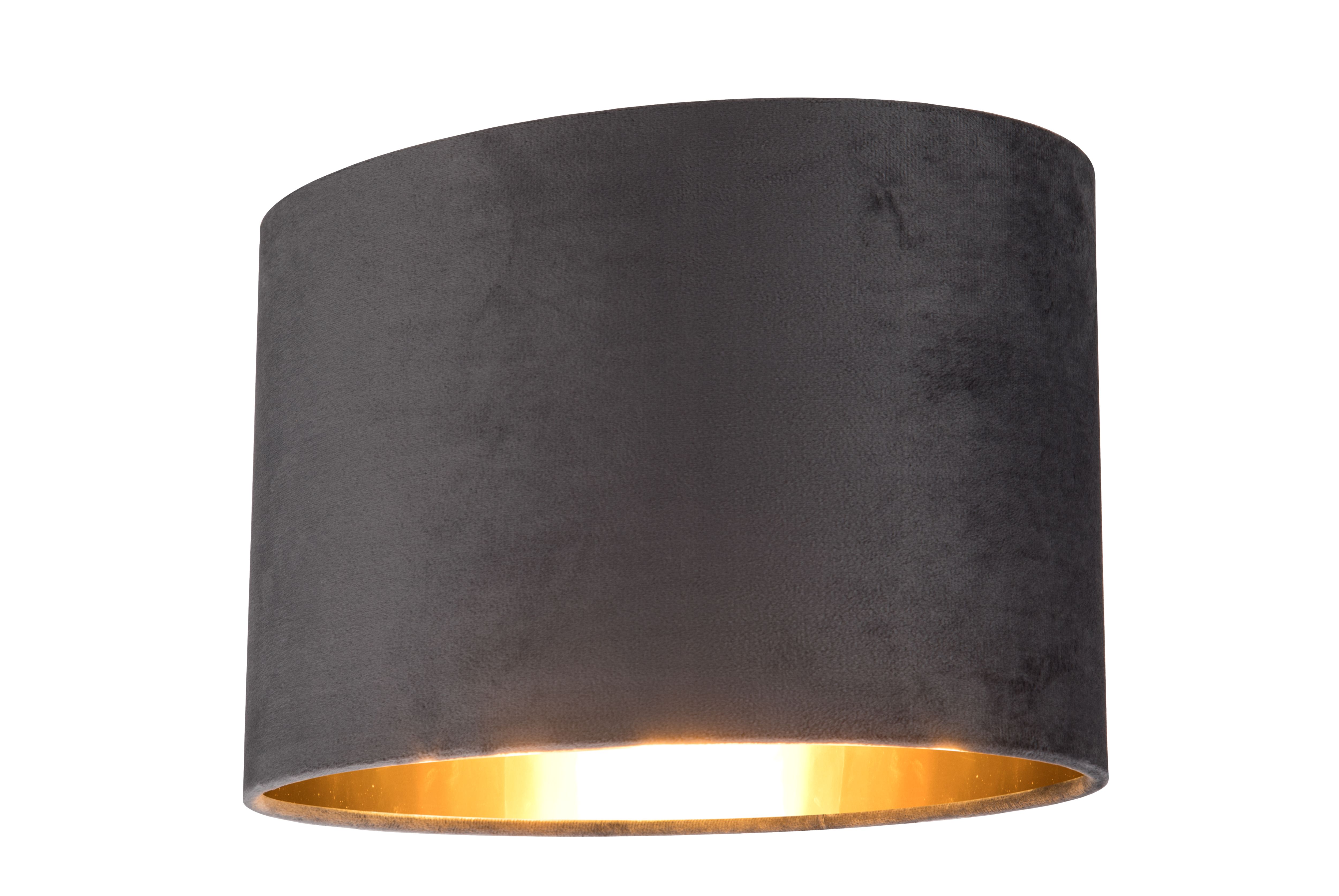 GoodHome Bodmin Charcoal Gold effect Oval Lamp shade (D)30cm