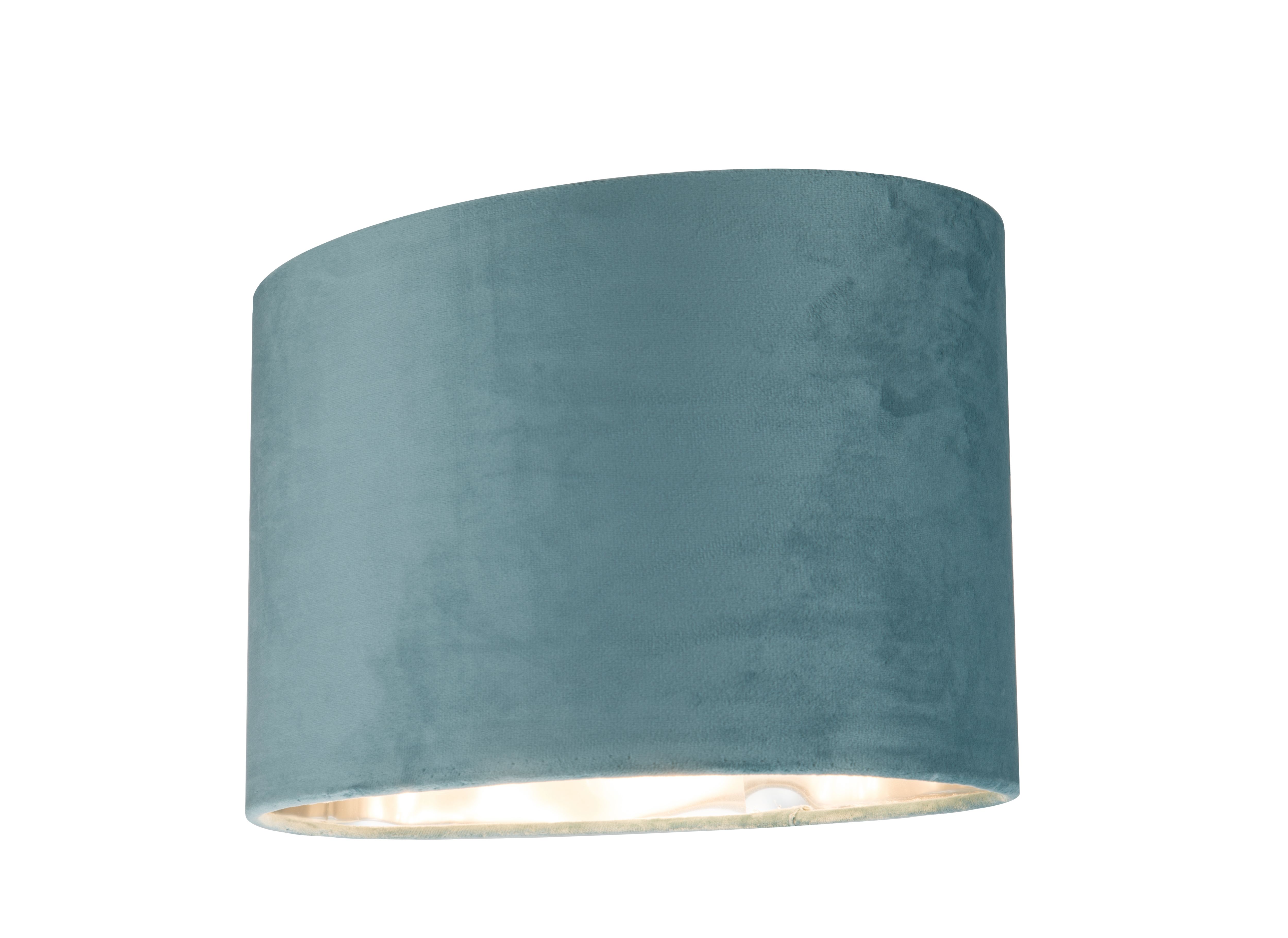 GoodHome Bodmin Light blue Silver effect Oval Lamp shade (D)30cm DIY