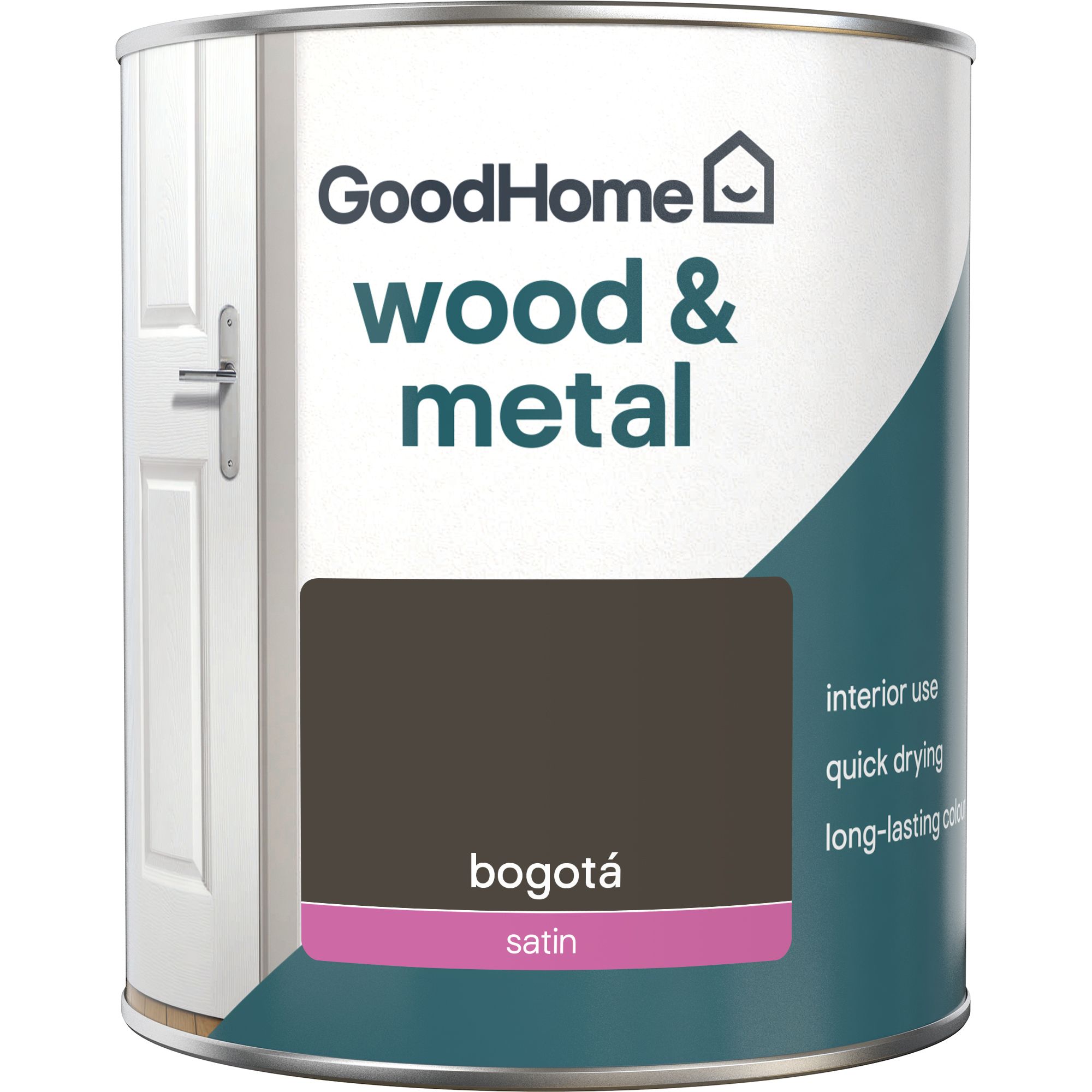 GoodHome Bogotá Satin Metal & wood paint, 750ml