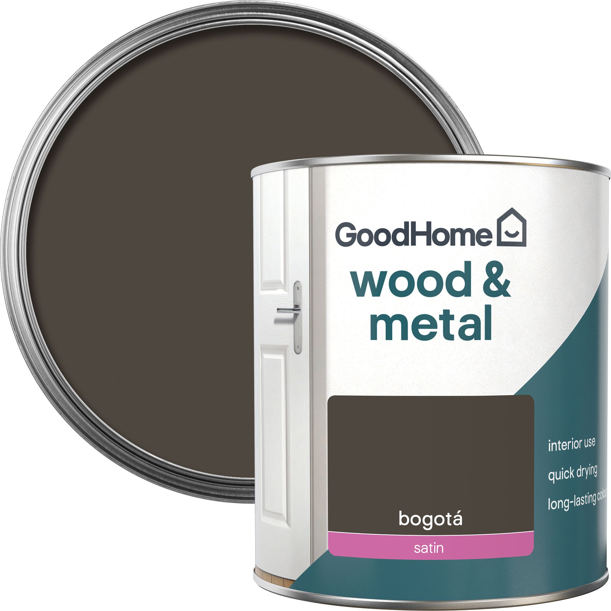 GoodHome Bogotá Satin Metal & wood paint, 750ml