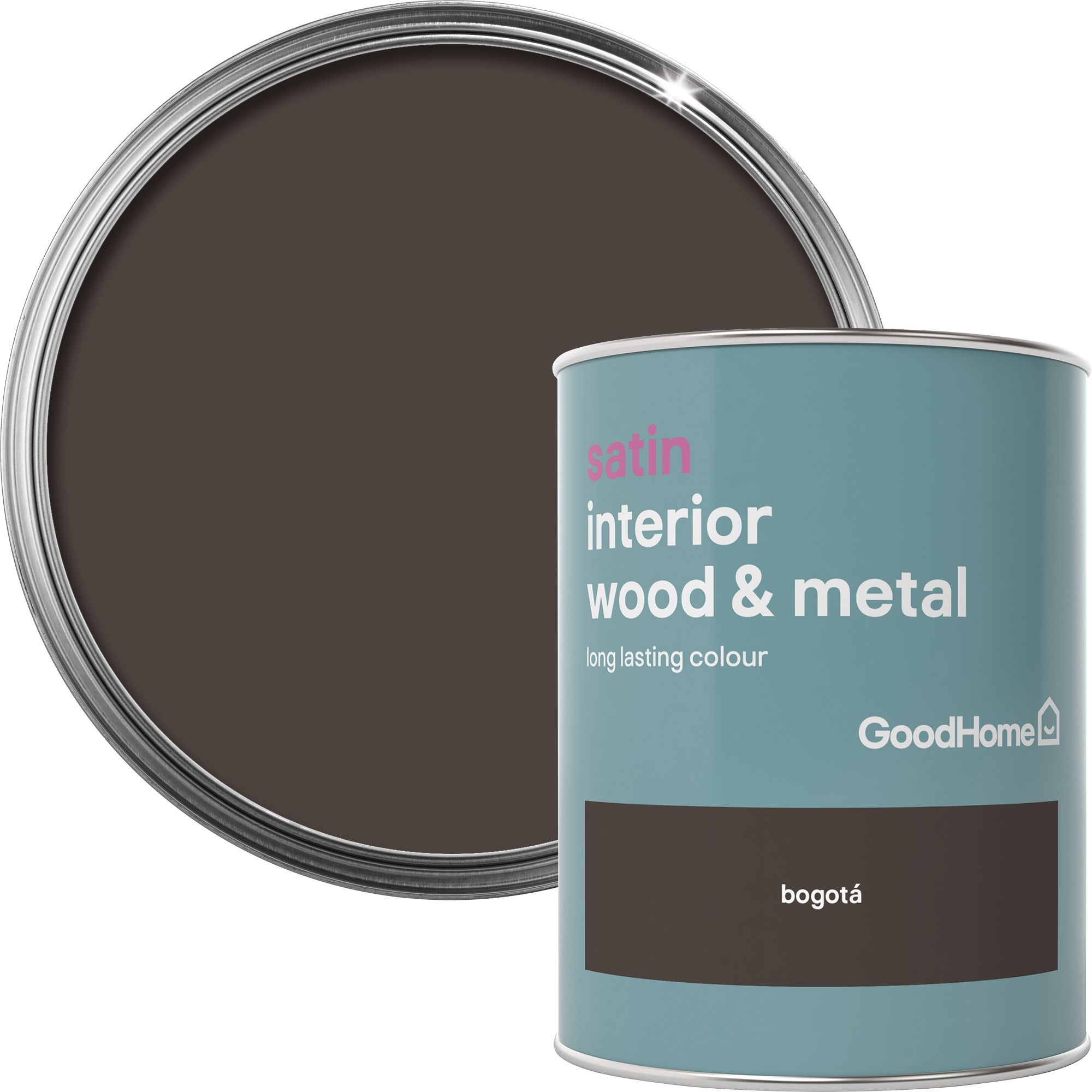 GoodHome Bogotá Satin Metal & wood paint, 750ml