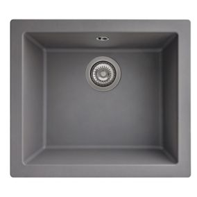 GoodHome Borage Matt Grey Resin 1 Bowl Kitchen sink (W)440mm x (L)500mm