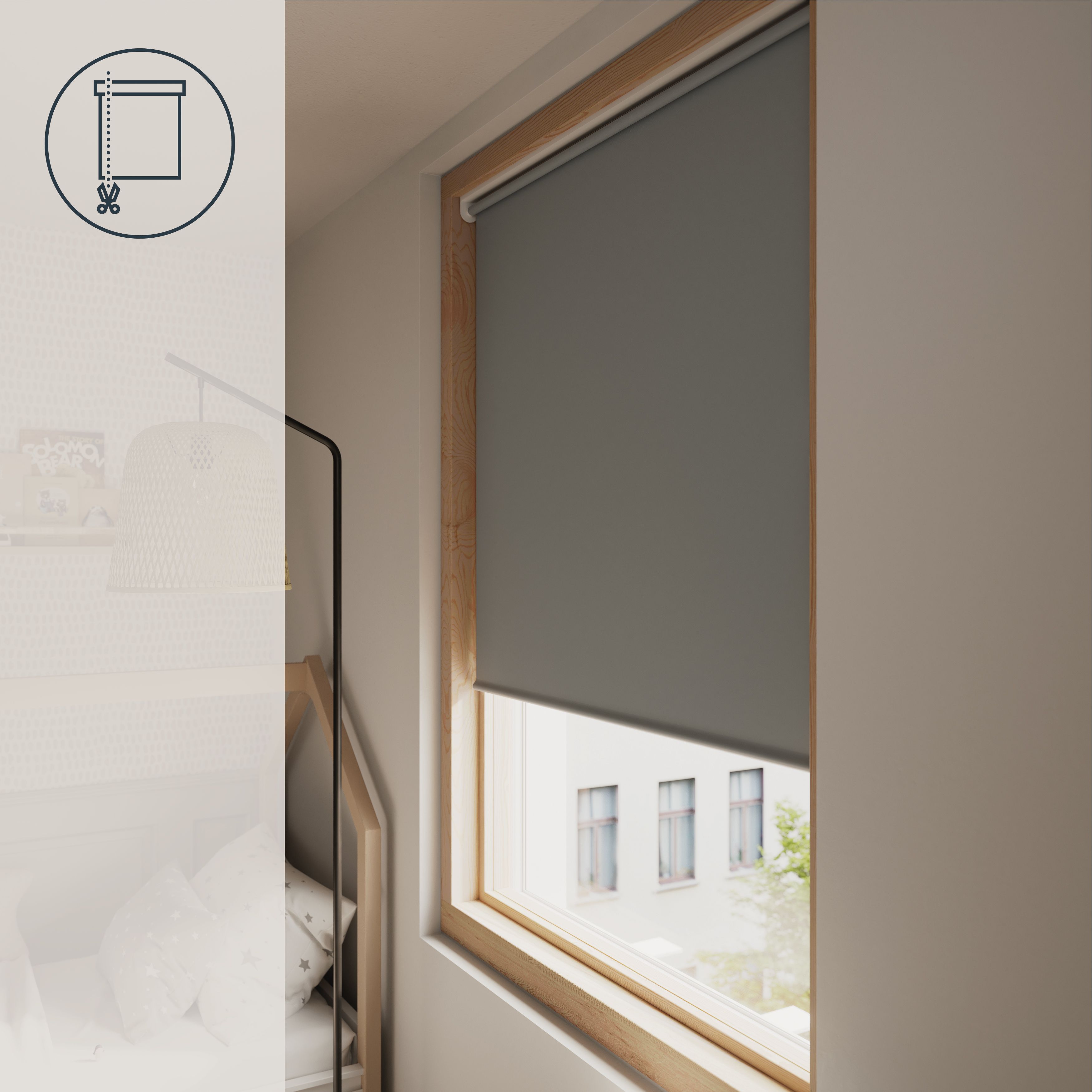 GoodHome Boreas Corded Concrete grey Blackout Roller Blind (W)180cm (L)180cm