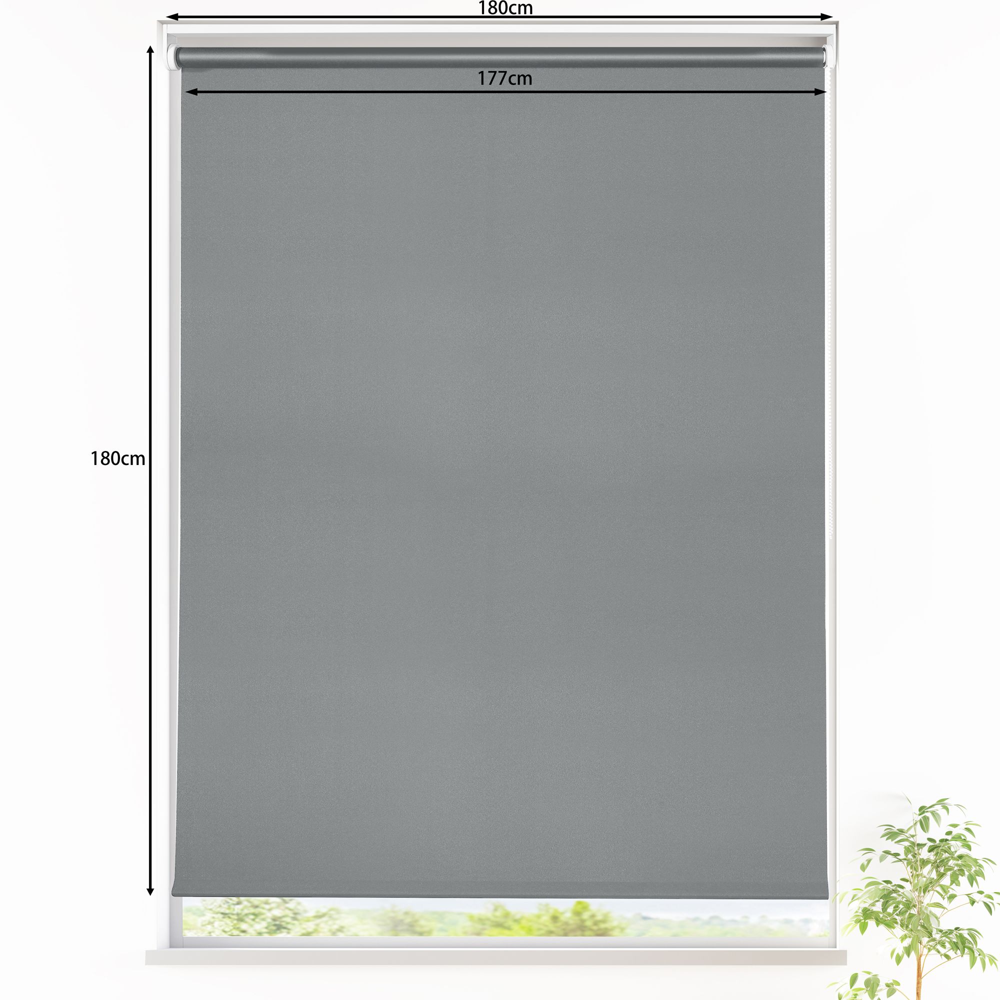 GoodHome Boreas Corded Concrete grey Blackout Roller Blind (W)180cm (L)180cm