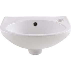 GoodHome Bori Gloss White Oval Wall-mounted Cloakroom Basin (W)35cm