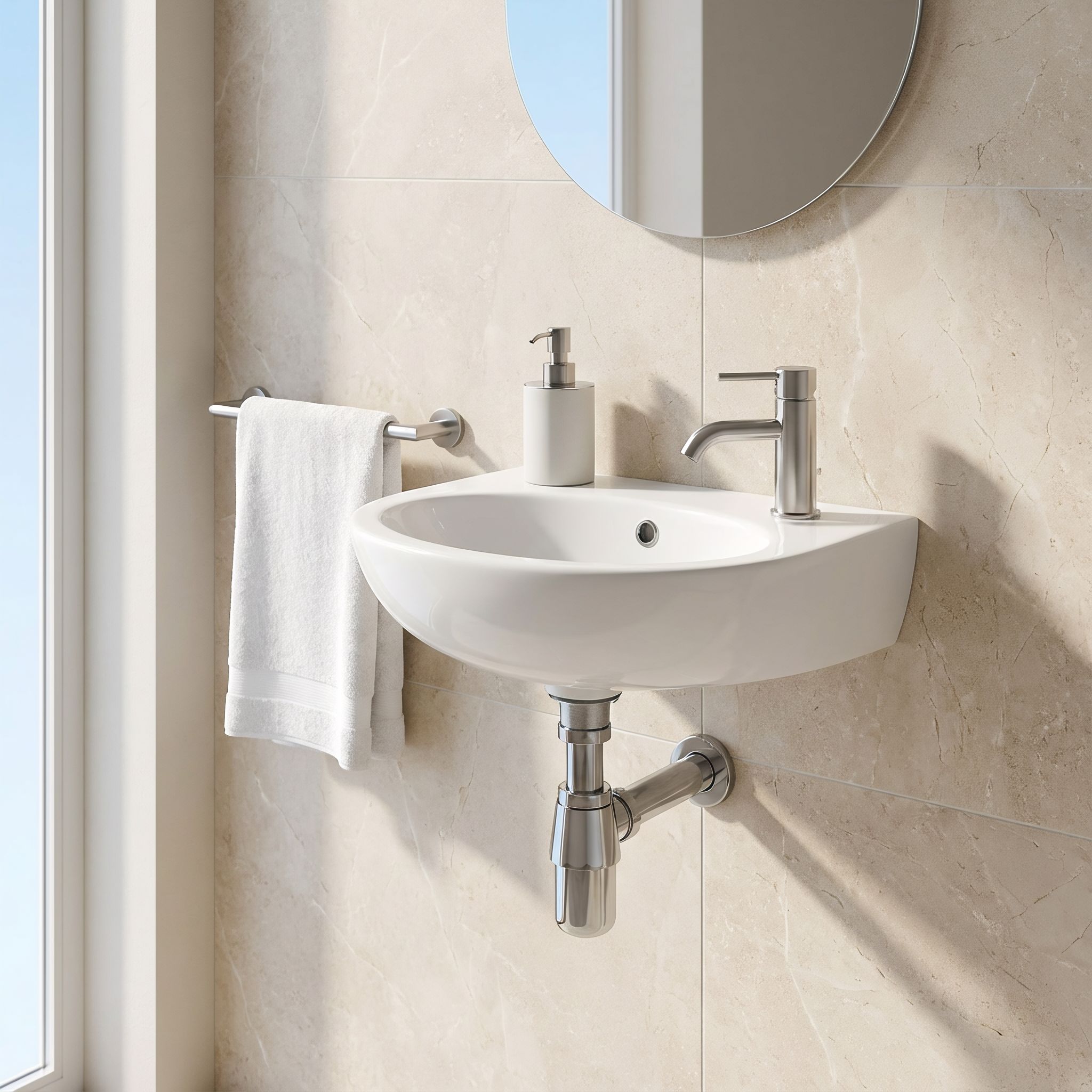 GoodHome Bori Gloss White Oval Wall-mounted Cloakroom Basin (W)35cm