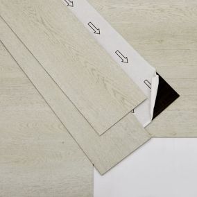 GoodHome Bossa Nova Beige Plain Wood effect Self-adhesive Vinyl tile, Pack of 7