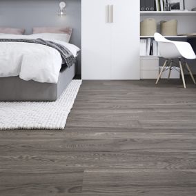 GoodHome Bossa Nova Brown Plain Wood effect Self-adhesive Luxury vinyl tile, 0.97m²