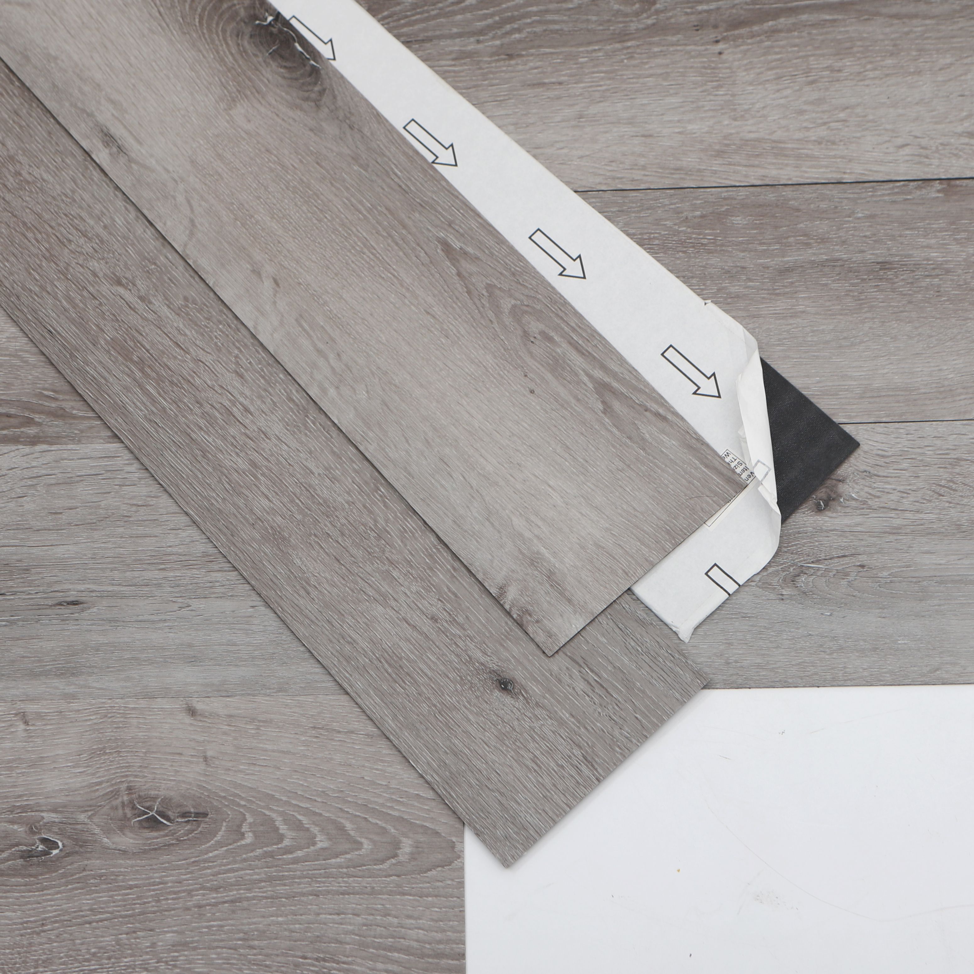 GoodHome Bossa Nova Grey Plain Wood effect Vinyl tile, Pack of 7