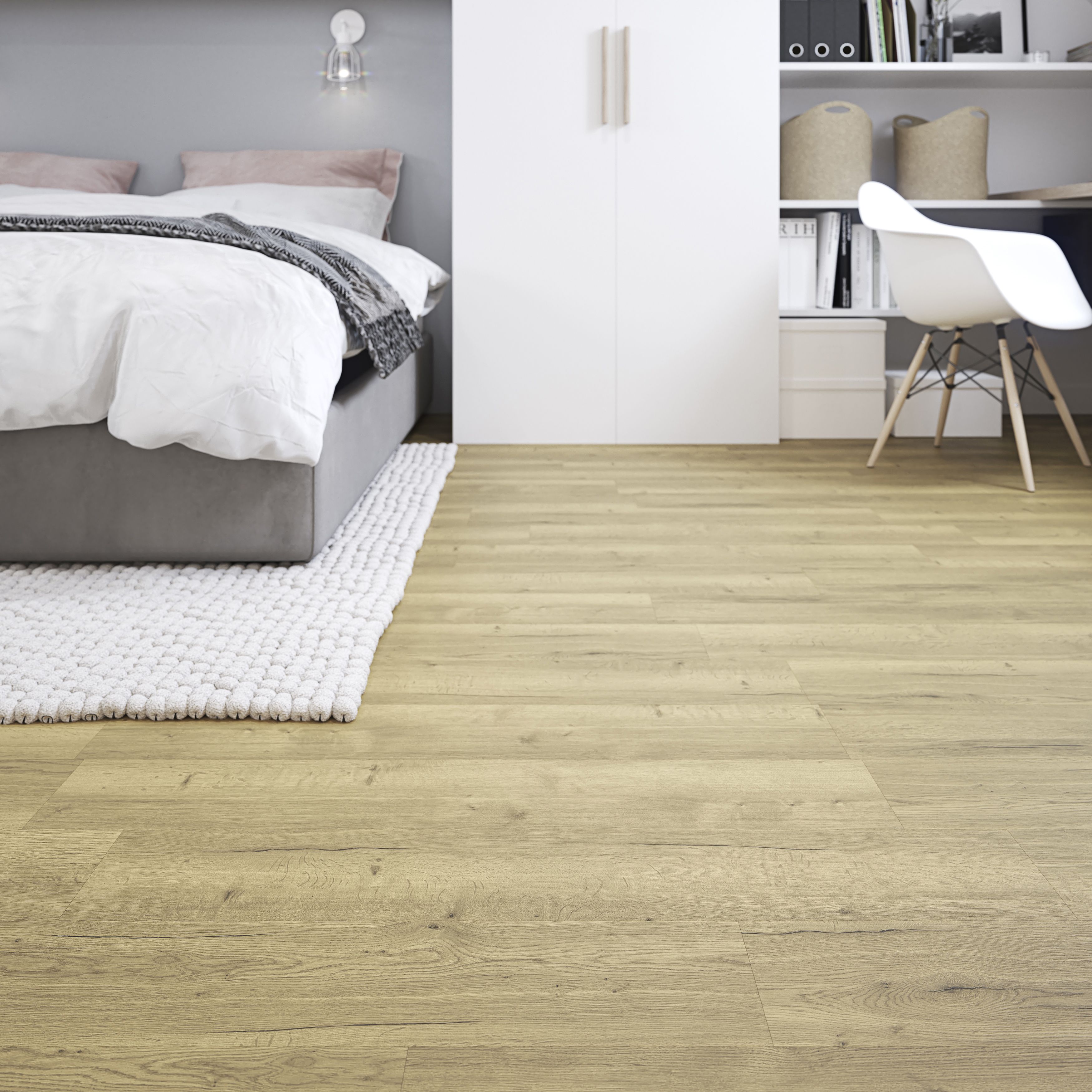 GoodHome Bossa Nova Natural Plain Wood effect Self-adhesive Luxury vinyl tile, 0.97m²