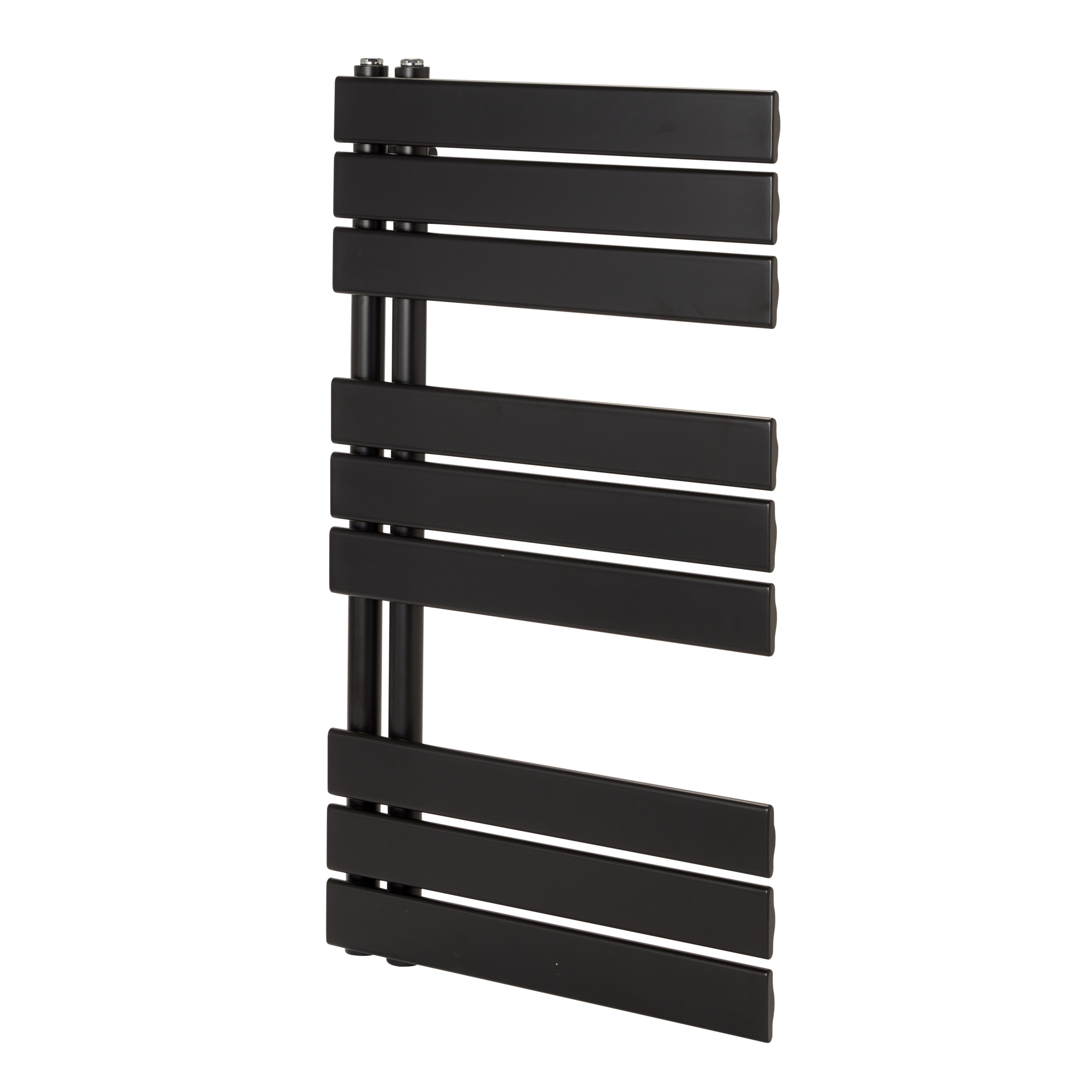 GoodHome Boxwood Vertical Towel radiator, Matt Black (W)500mm (H)900mm